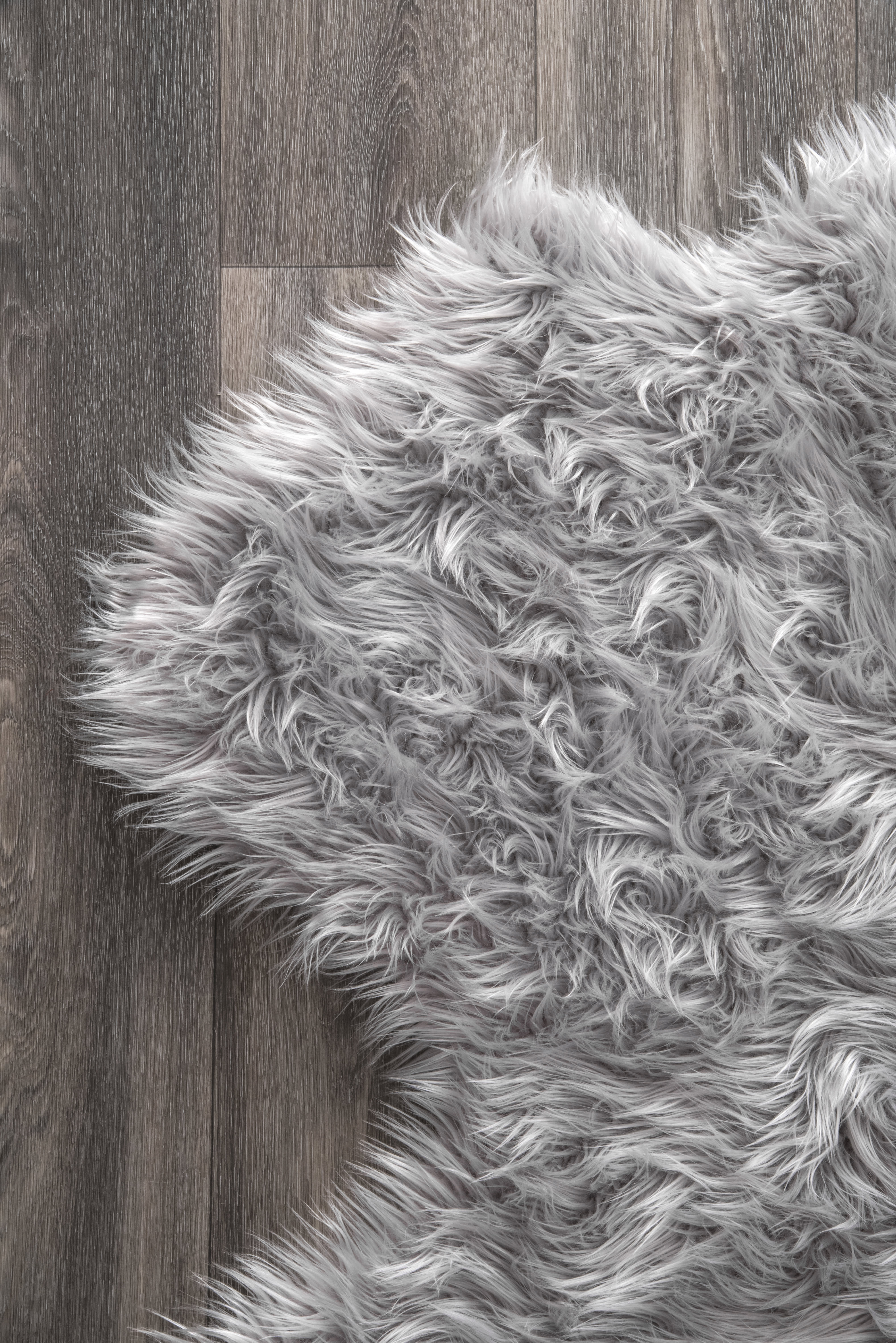 Soft Solid Faux Sheepskin Rug | Light Grey - Image 3