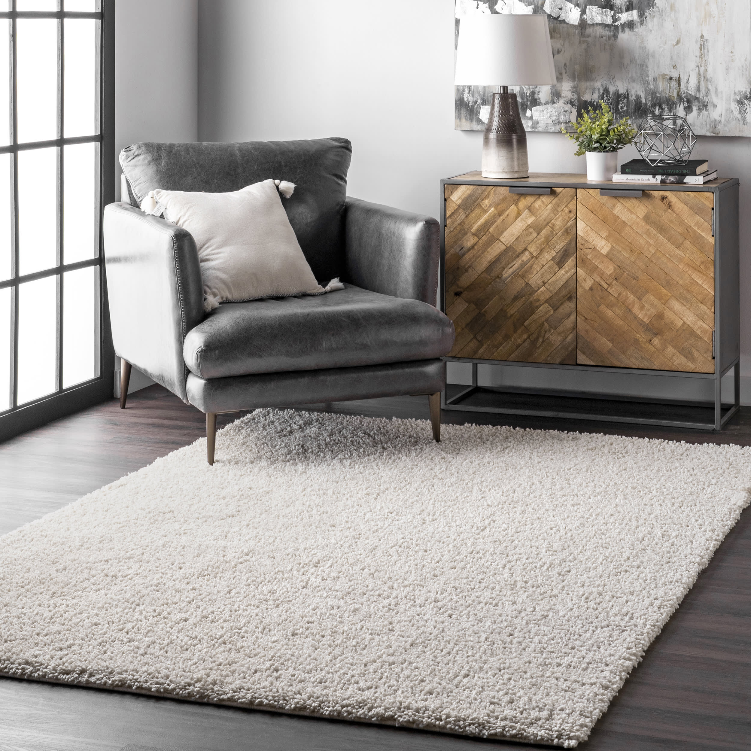 Soft Solid Shag Rug | White - Image 2