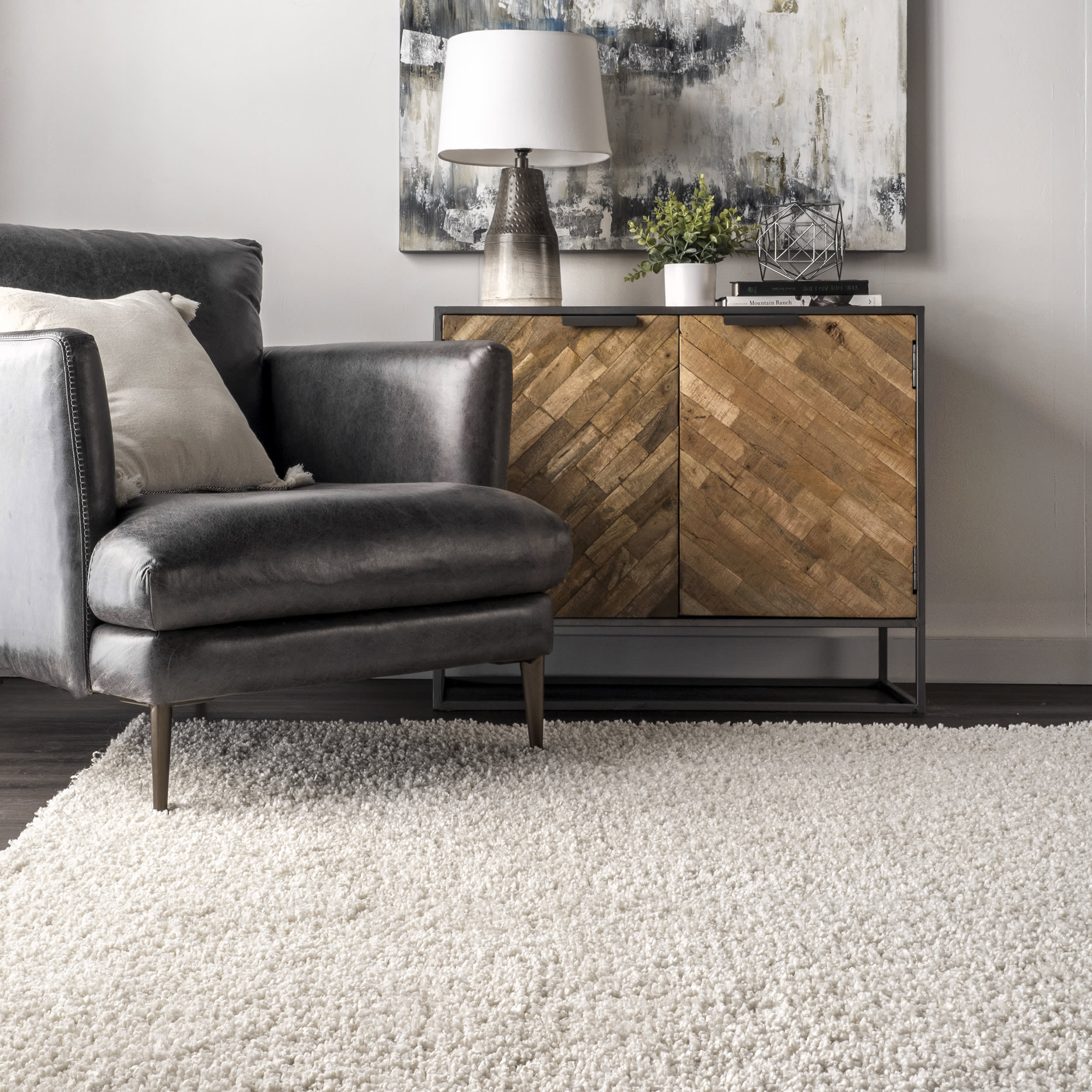 Soft Solid Shag Rug | White - Image 4
