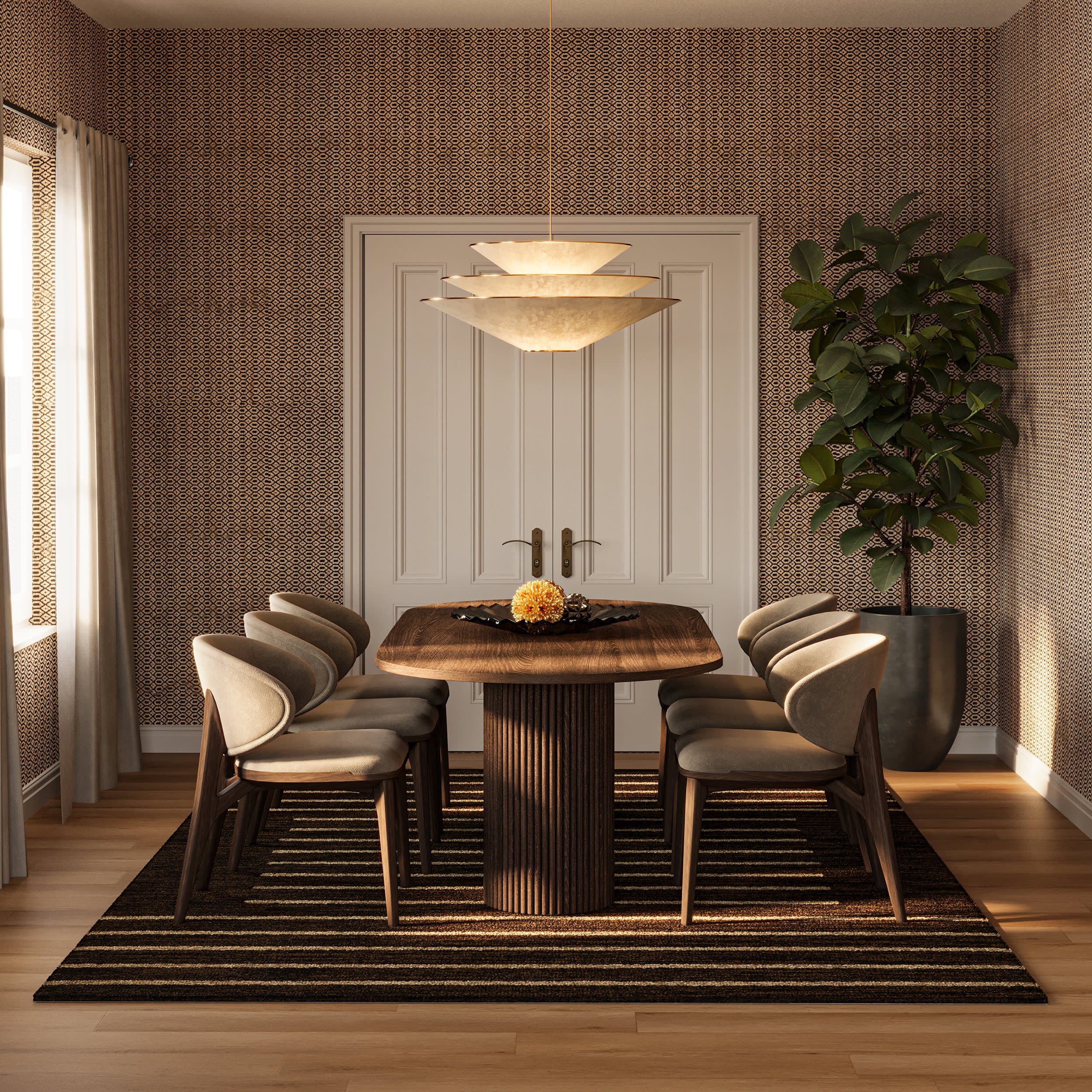 Solena Bohemian Geometric Wool Rug | Brown - Image 2