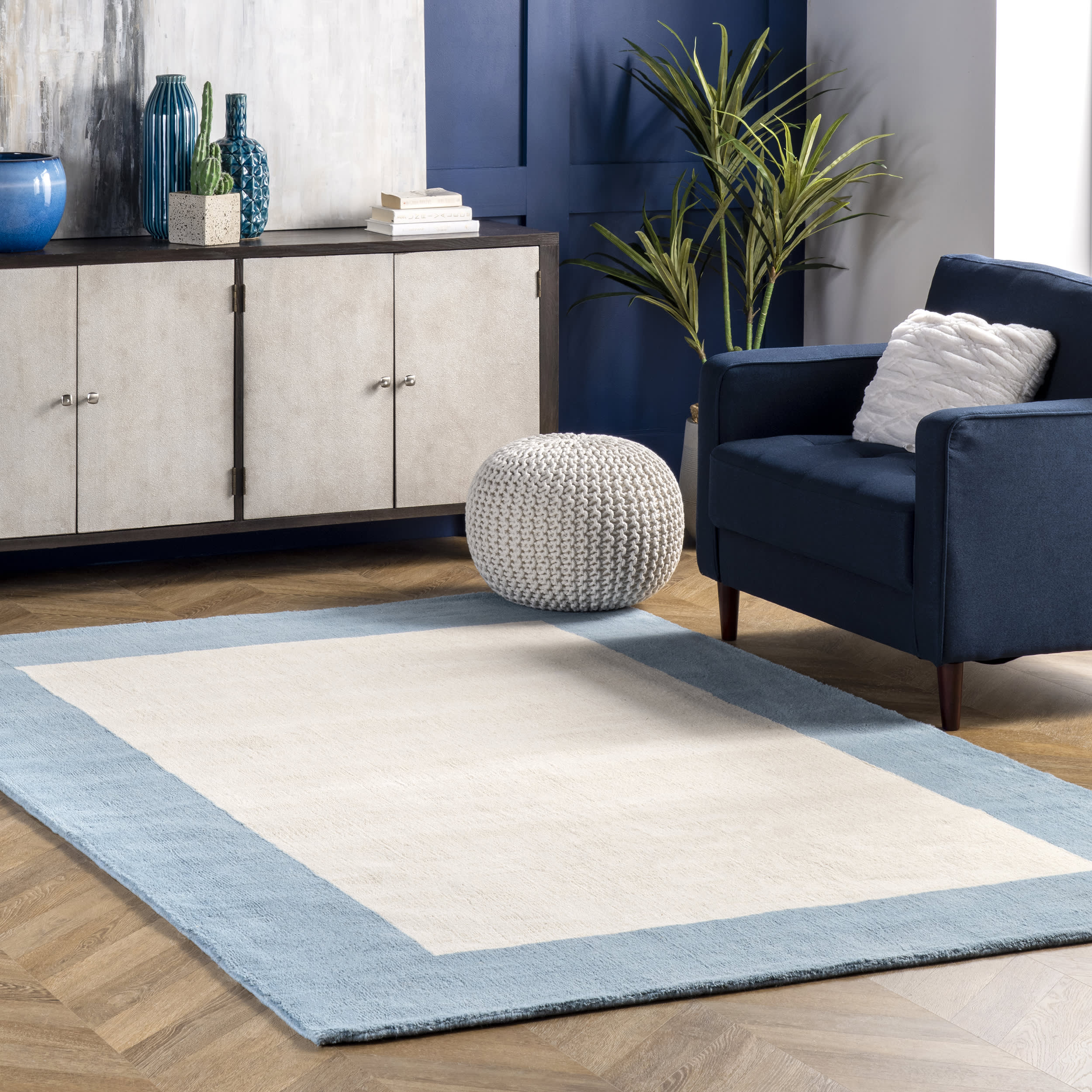 Solid Border Rug | Baby Blue - Image 2