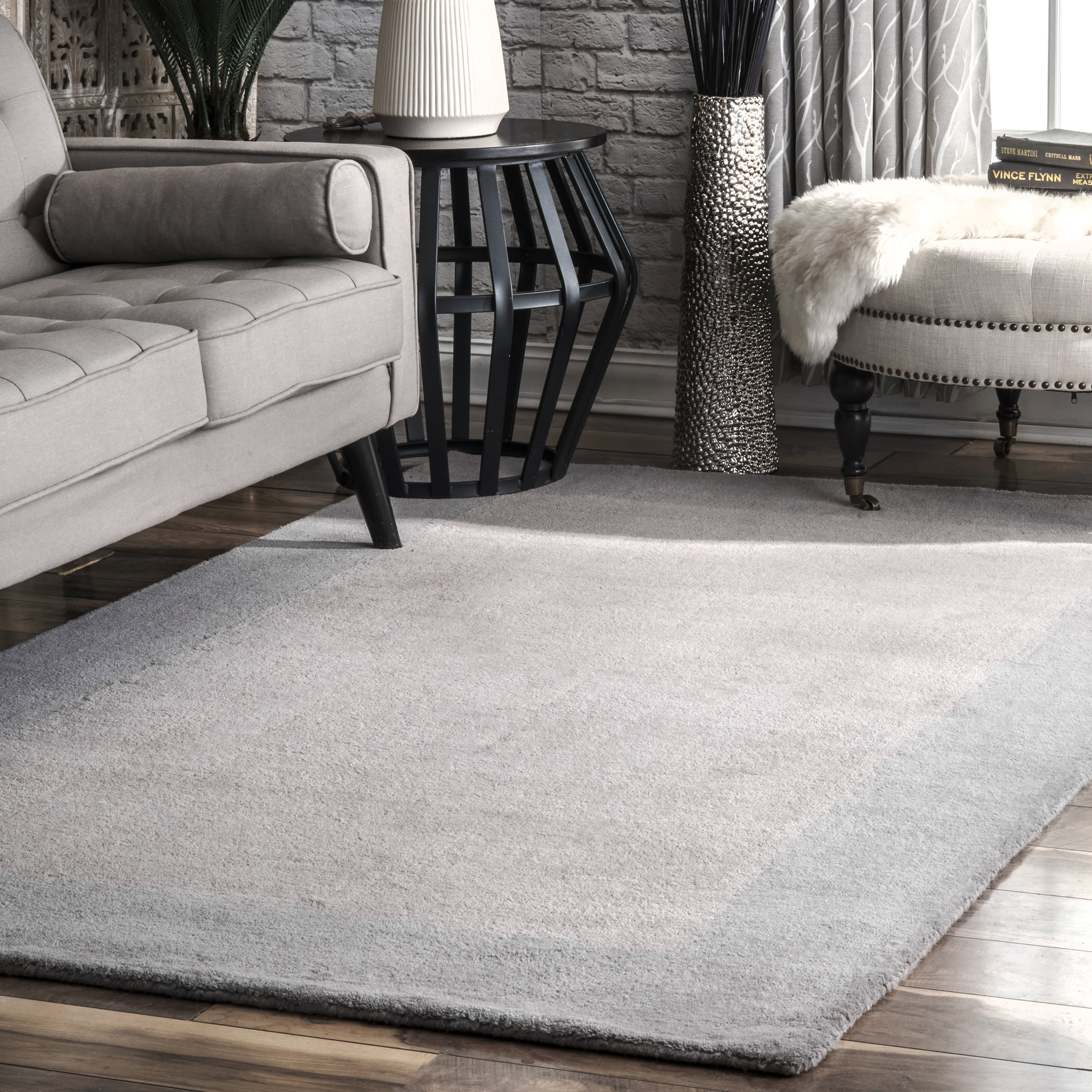 Solid Border Rug | Grey - Image 2