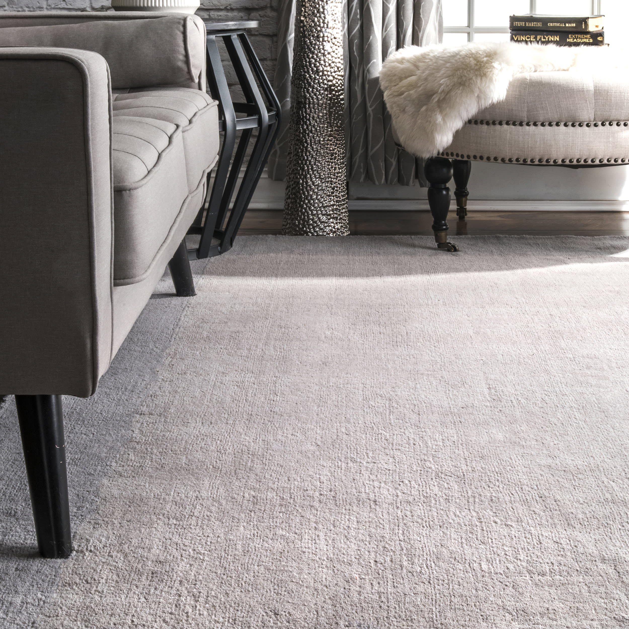 Solid Border Rug | Grey - Image 4