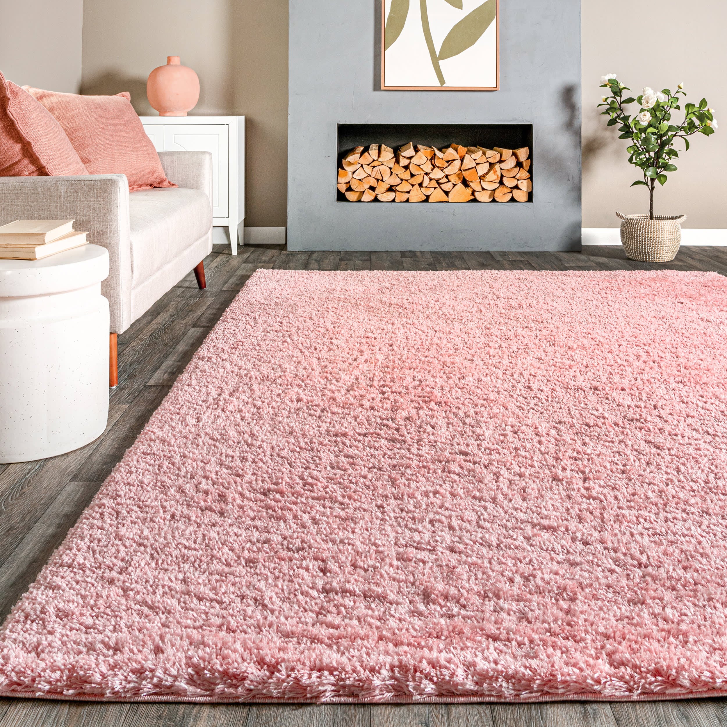 Solid Fluffy Rug | Baby Pink - Image 4