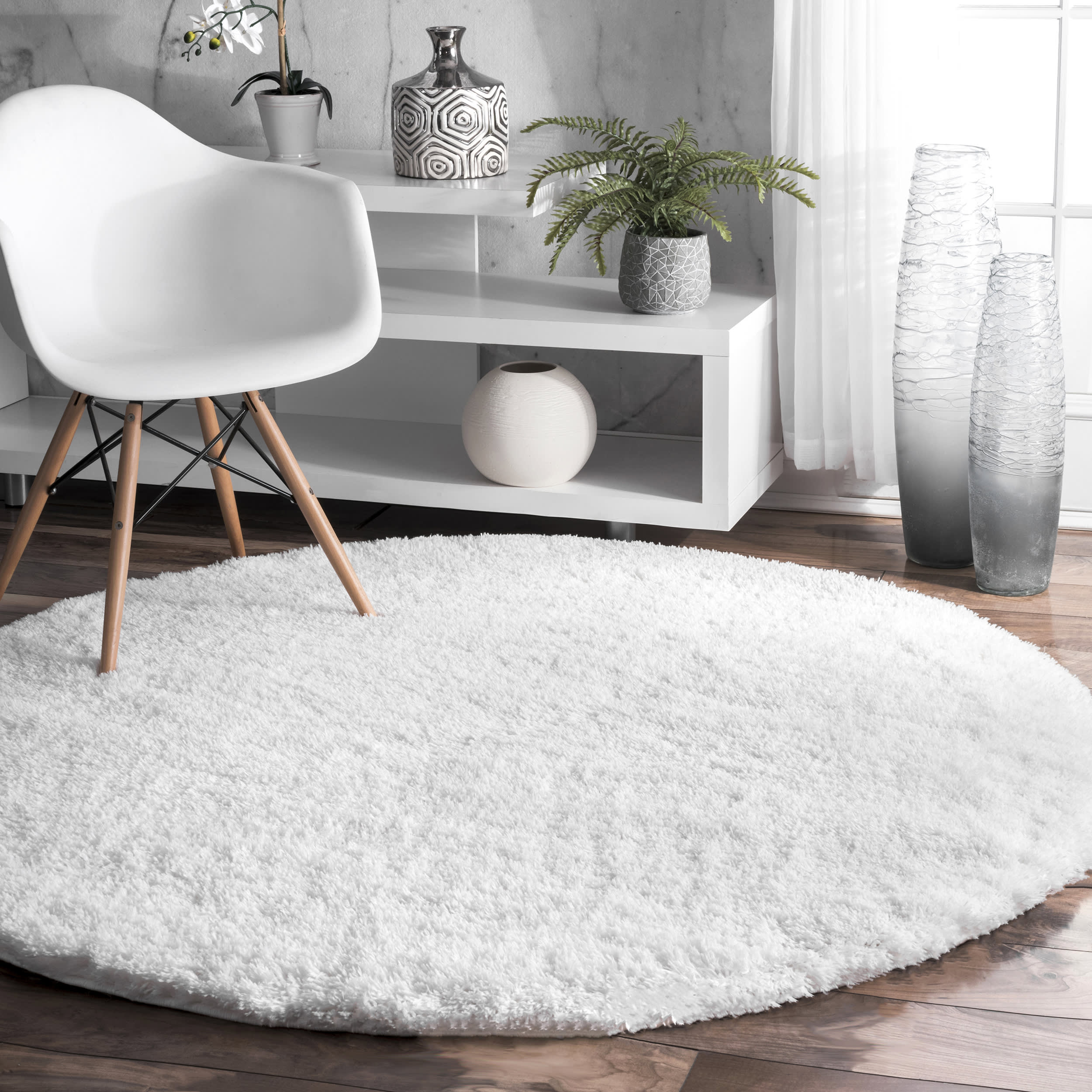 Solid Fluffy Rug | Snow White - Image 2