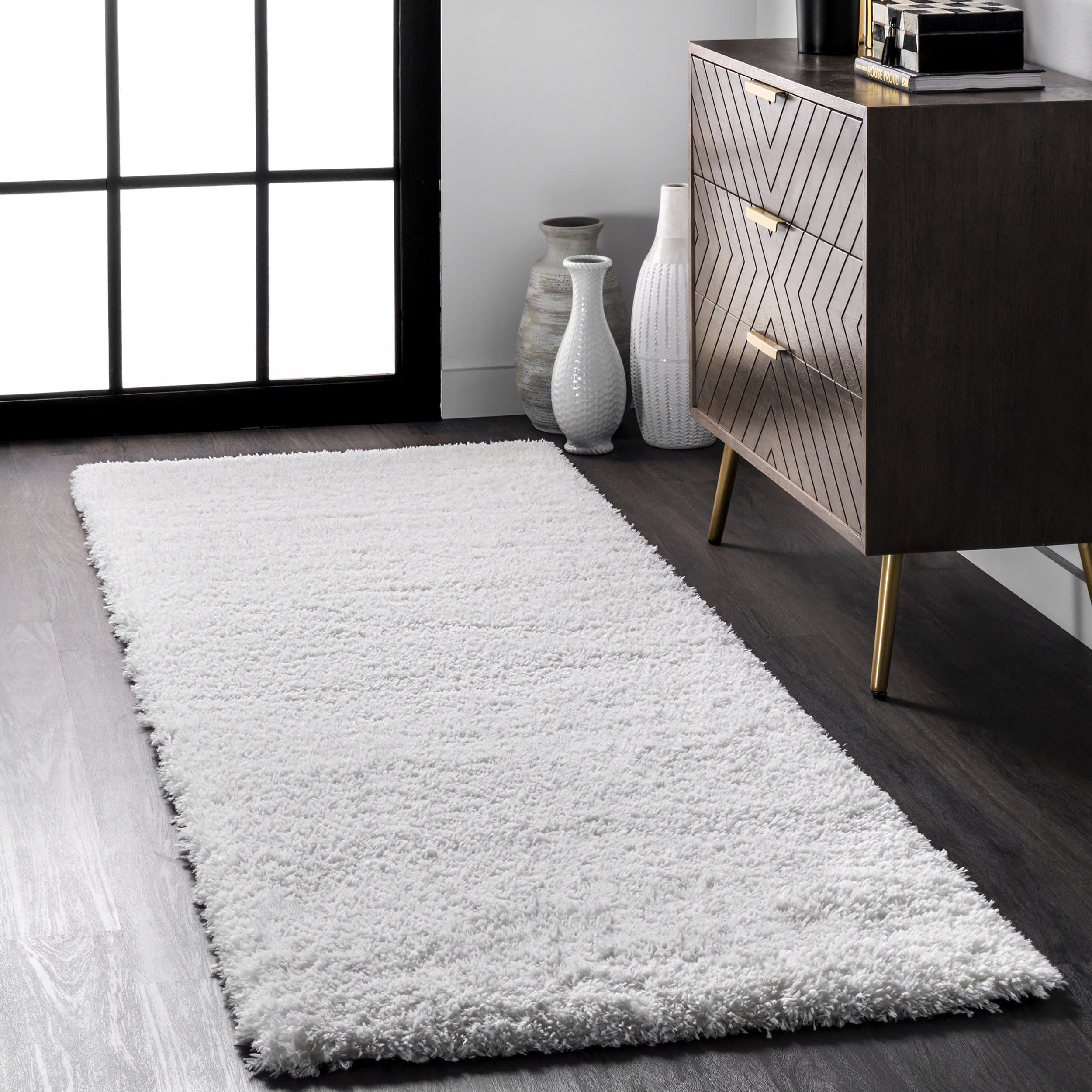 Solid Fluffy Rug | Snow White - Image 2