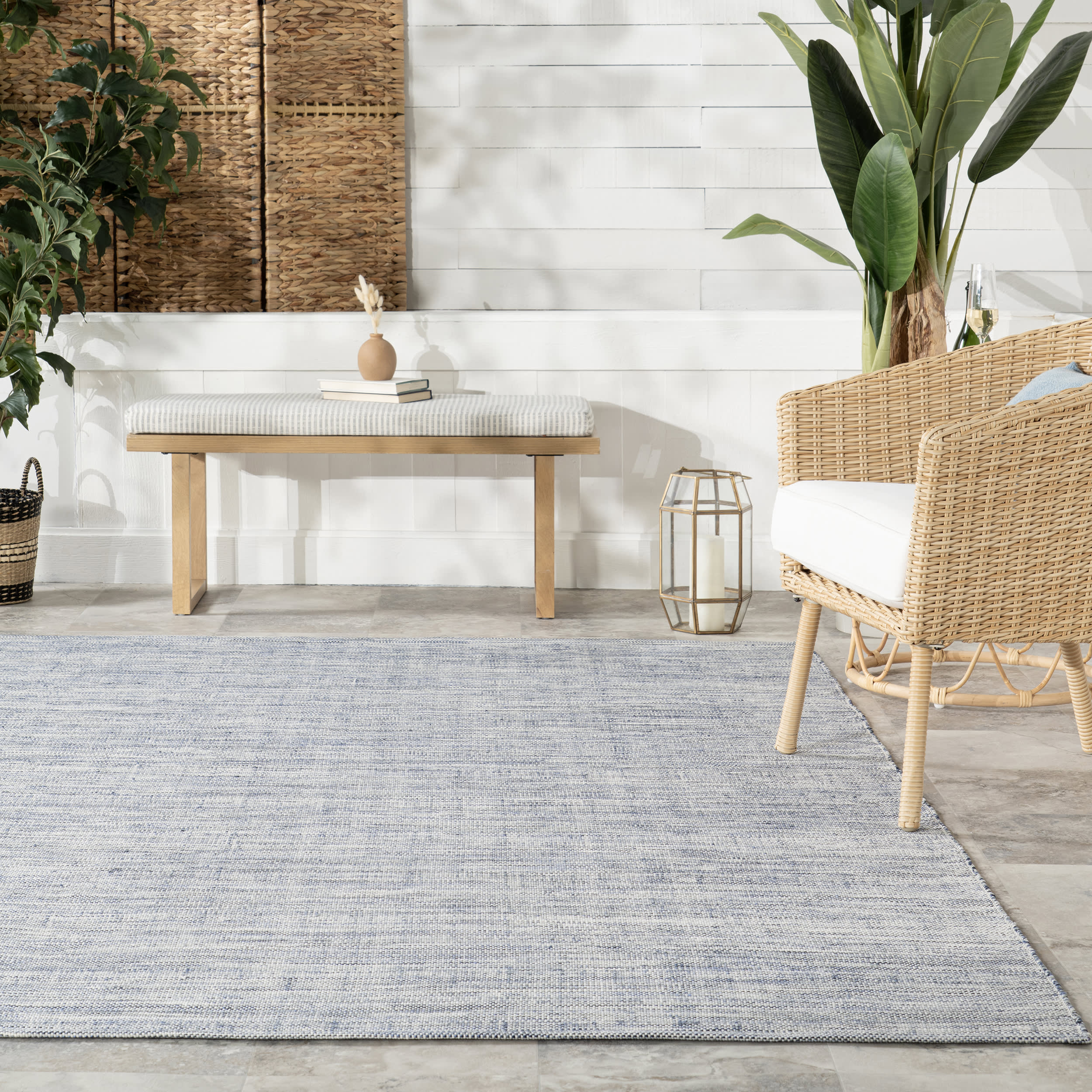 Solid Handwoven Indoor/Outdoor Rug | Blue - Image 4
