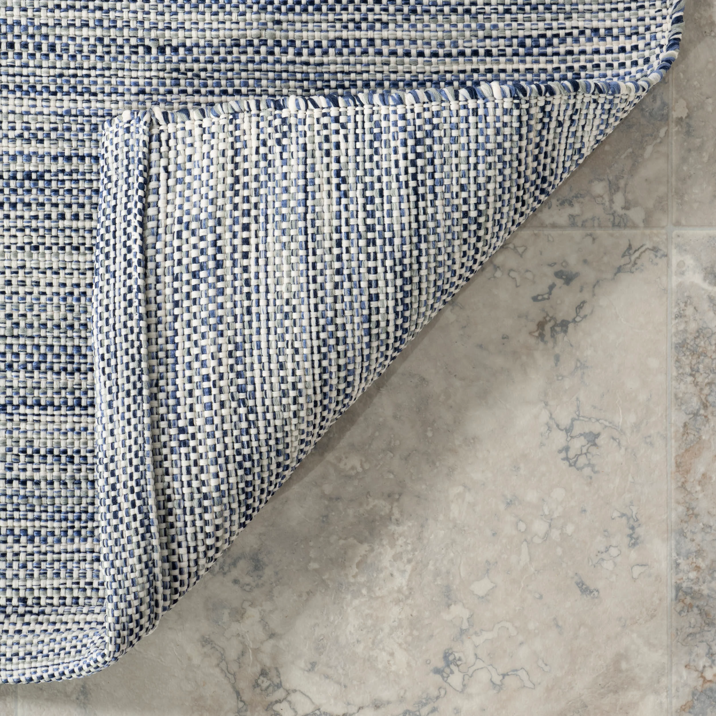 Solid Handwoven Indoor/Outdoor Rug | Blue - Image 6