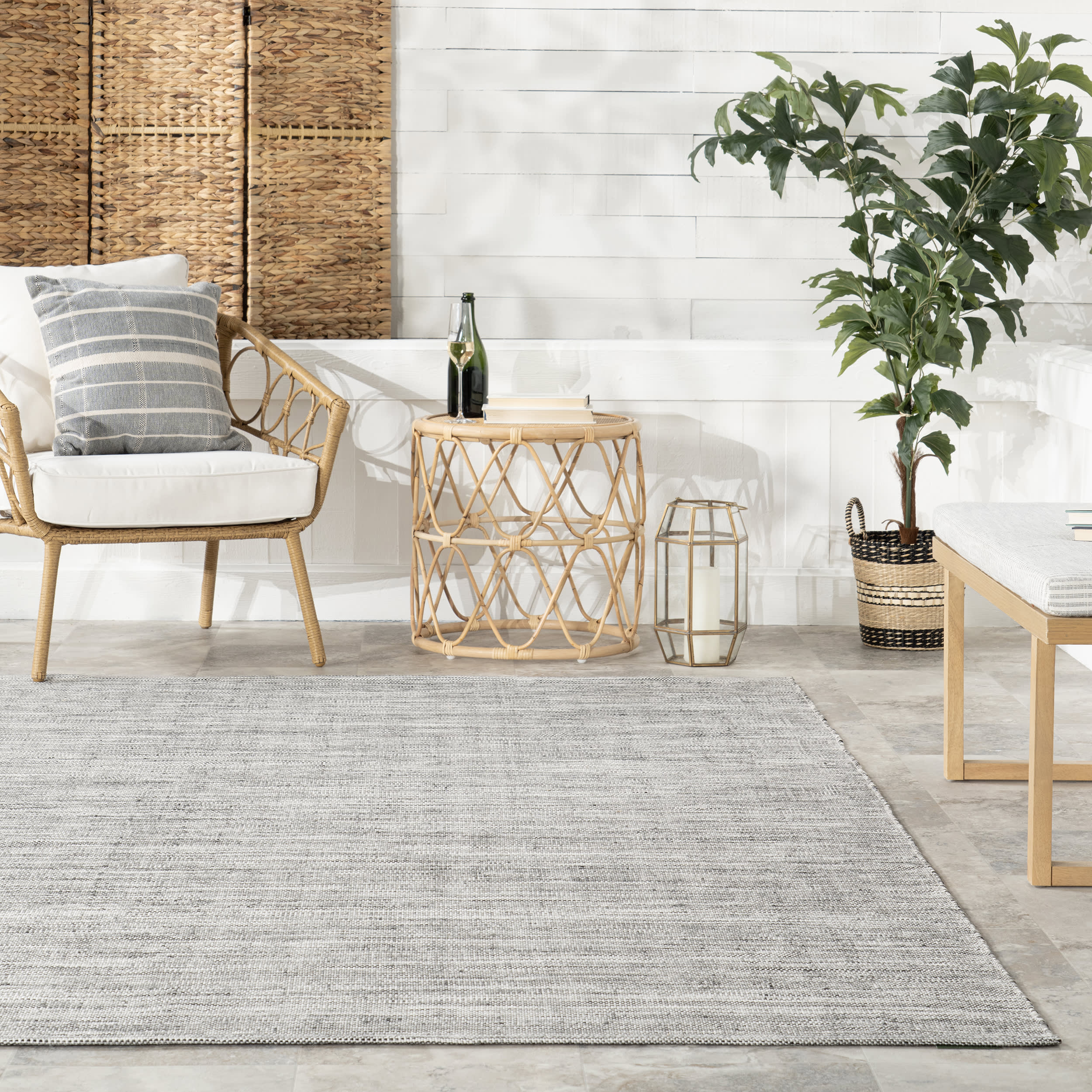 Solid Handwoven Indoor/Outdoor Rug | Grey - Image 4