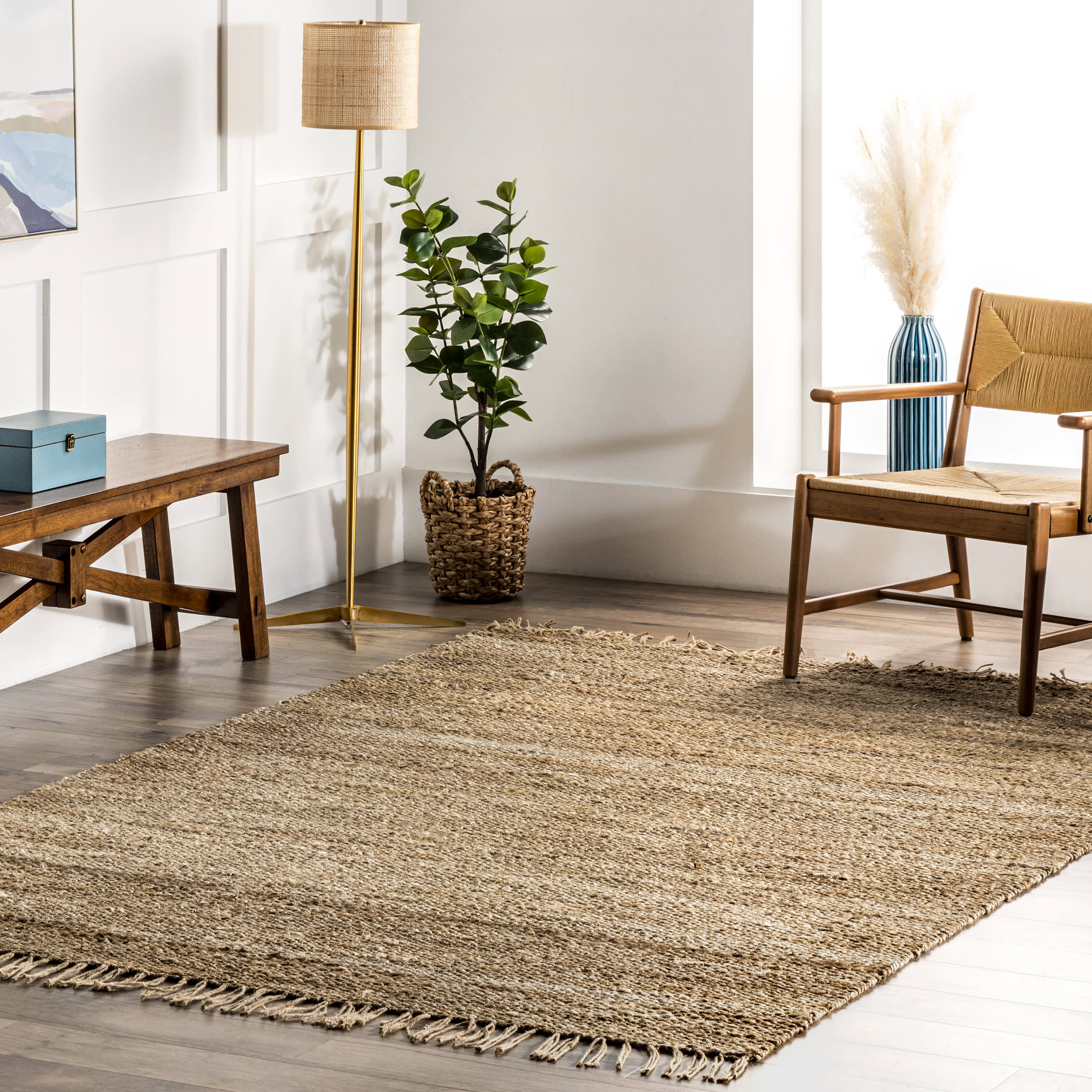 Solid Jute Tassel Rug | Tan - Image 2