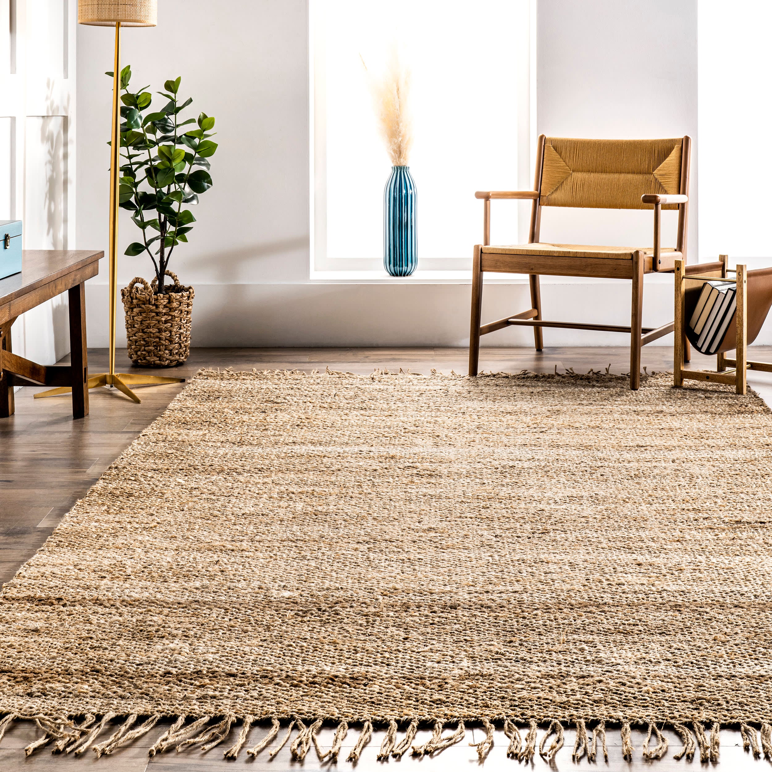 Solid Jute Tassel Rug | Tan - Image 4