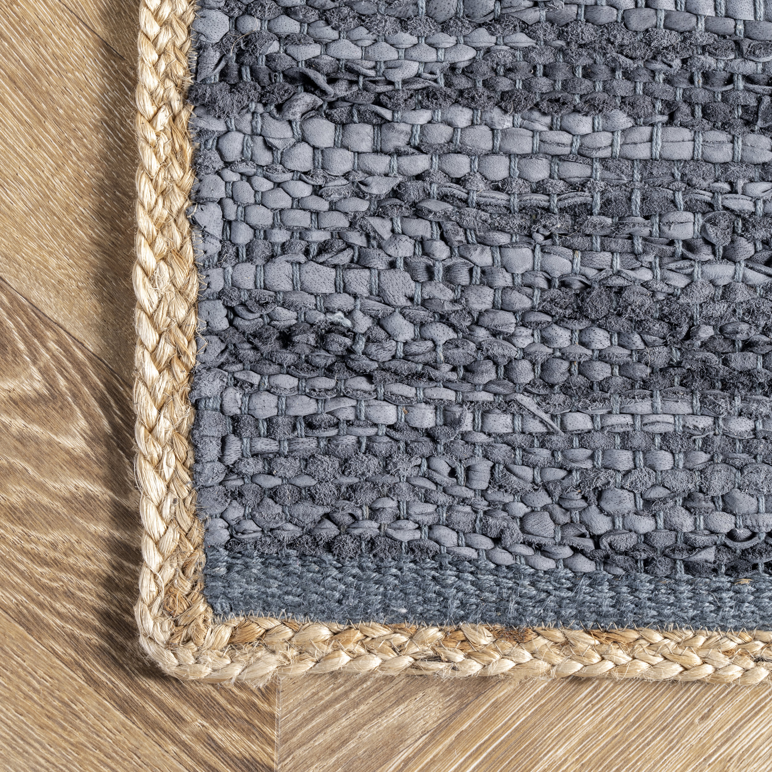 Solid Leather Flatweave Rug | Blue - Image 3