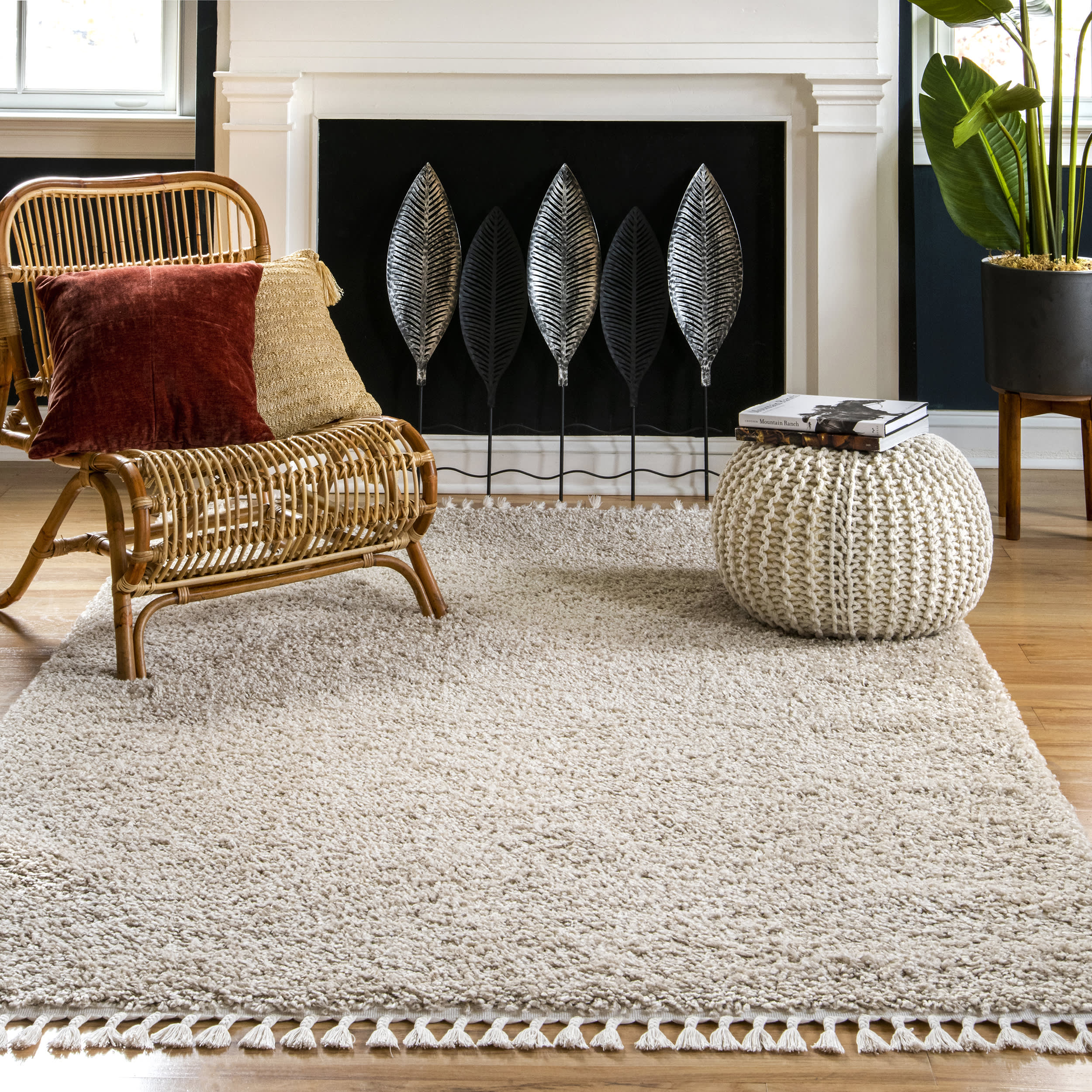 Solid Shag Rug | Beige - Image 2