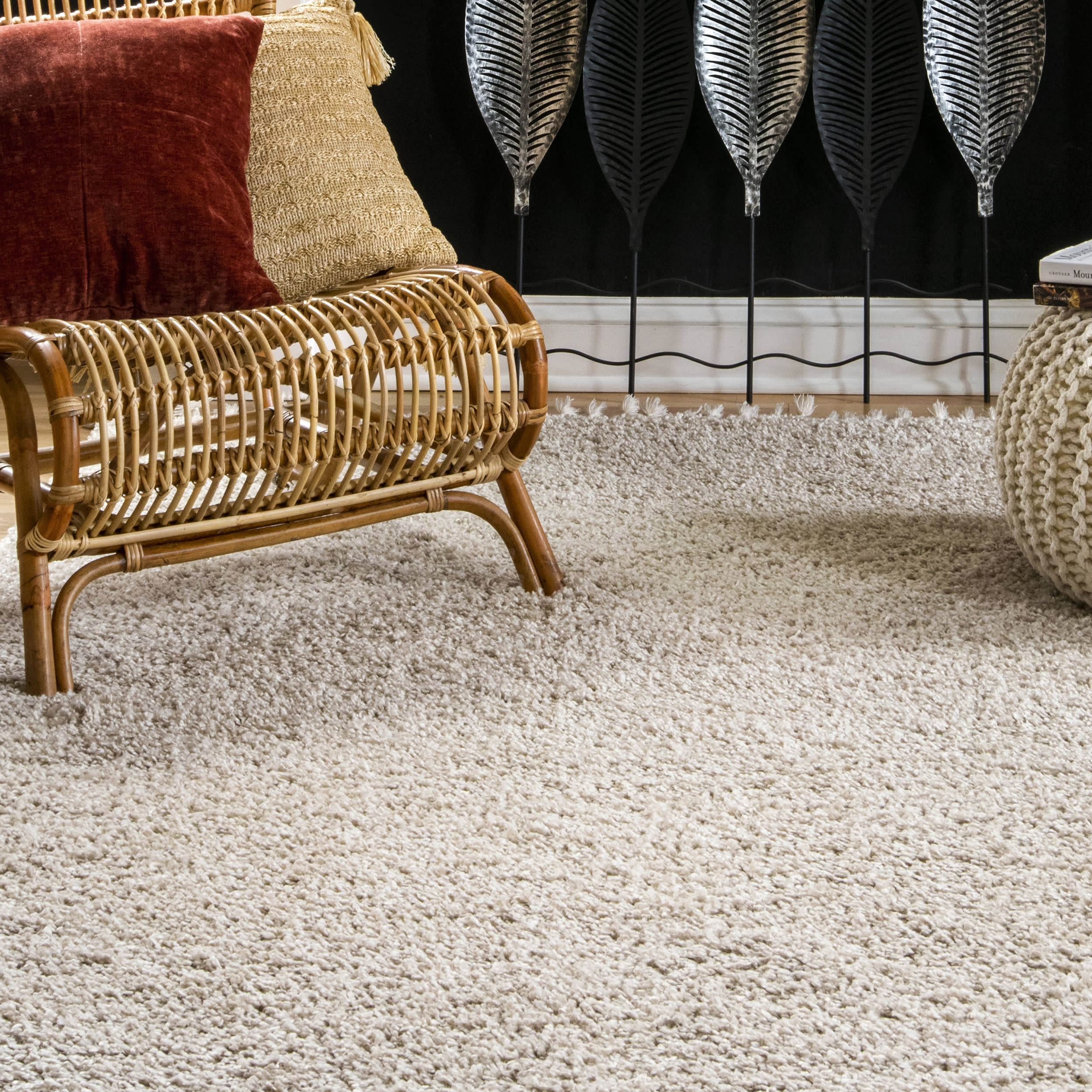 Solid Shag Rug | Beige - Image 4
