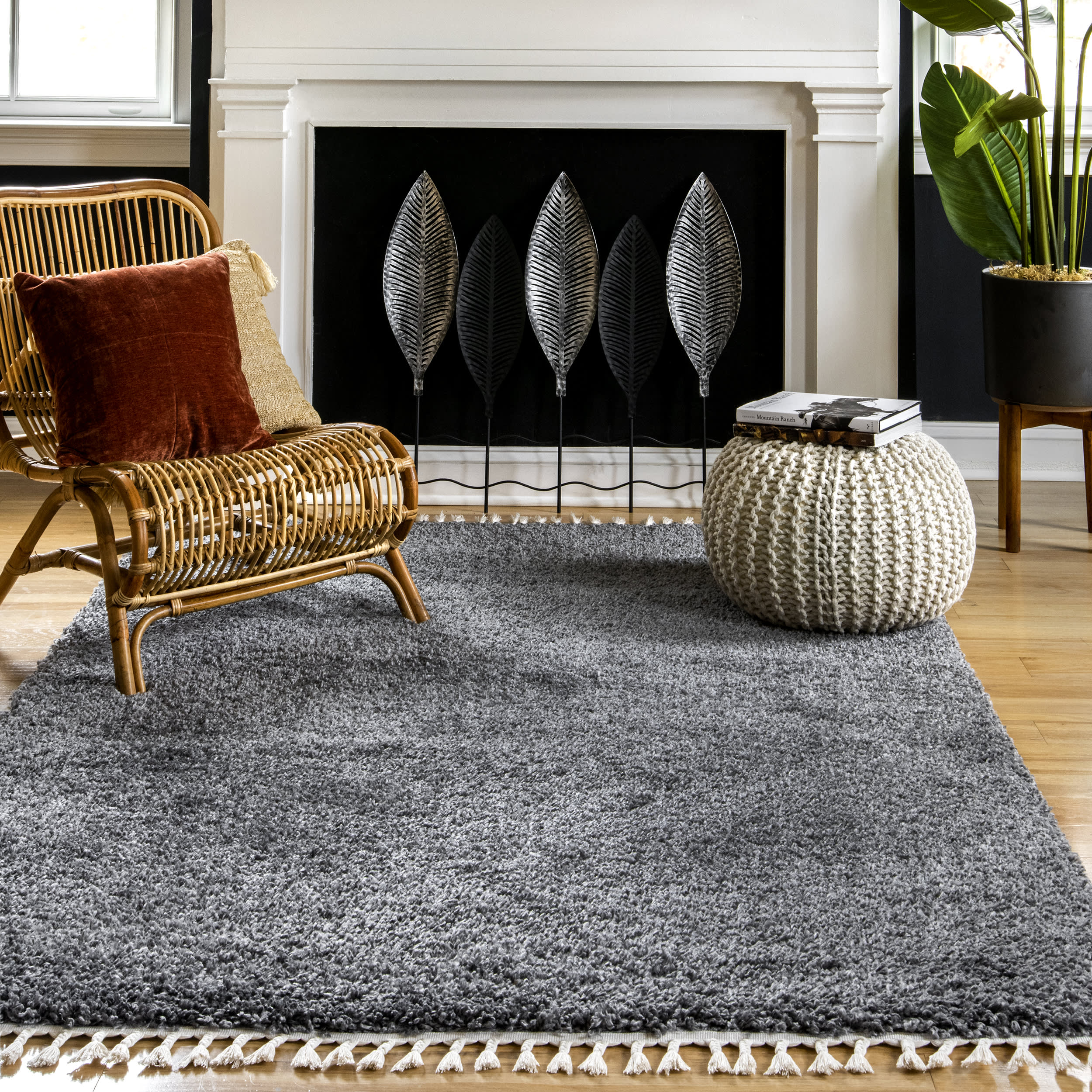 Solid Shag Rug | Dark Grey - Image 2