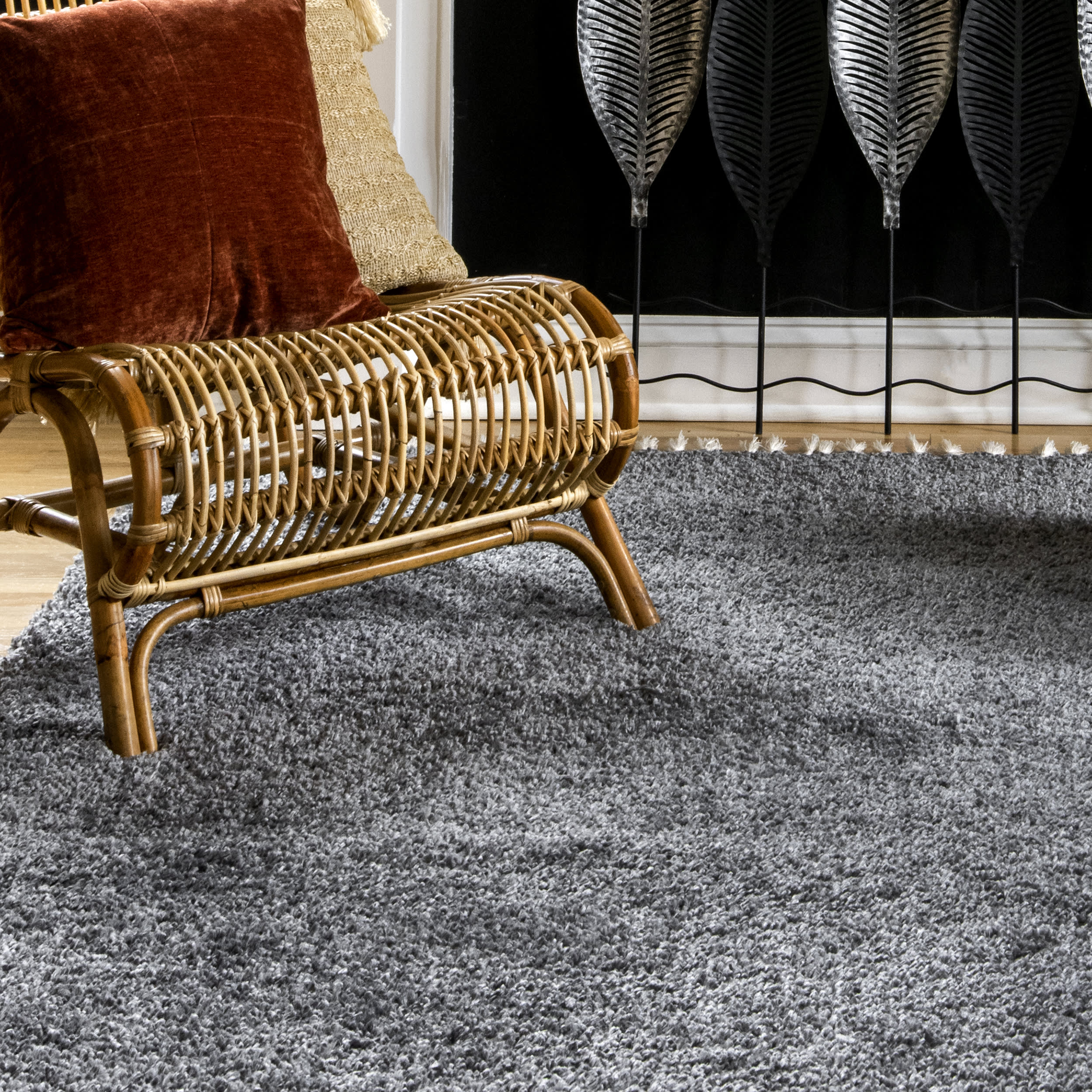 Solid Shag Rug | Dark Grey - Image 4