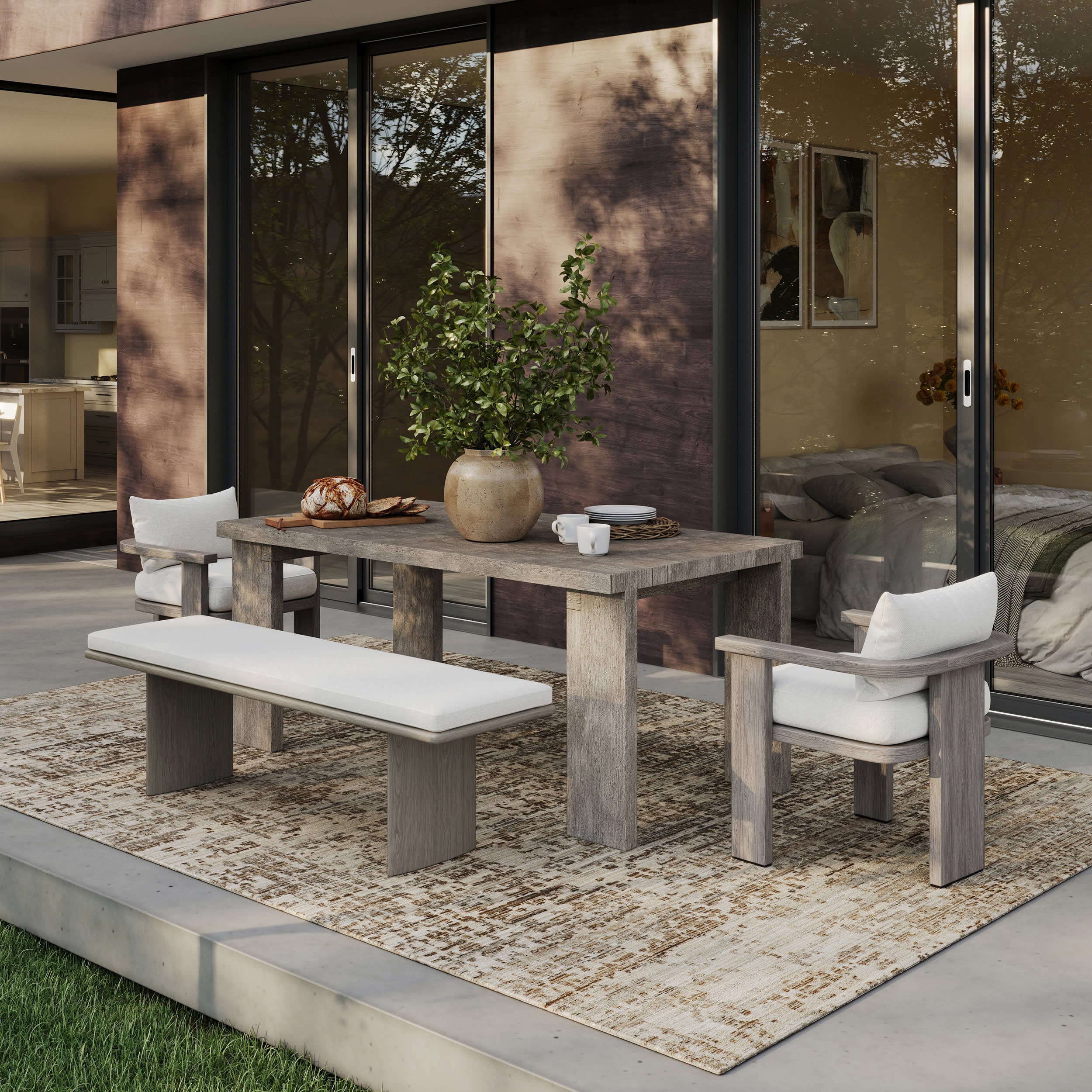 Solvia Modern Woven Abstract Indoor/Outdoor Washable Rug | Grey - Image 2