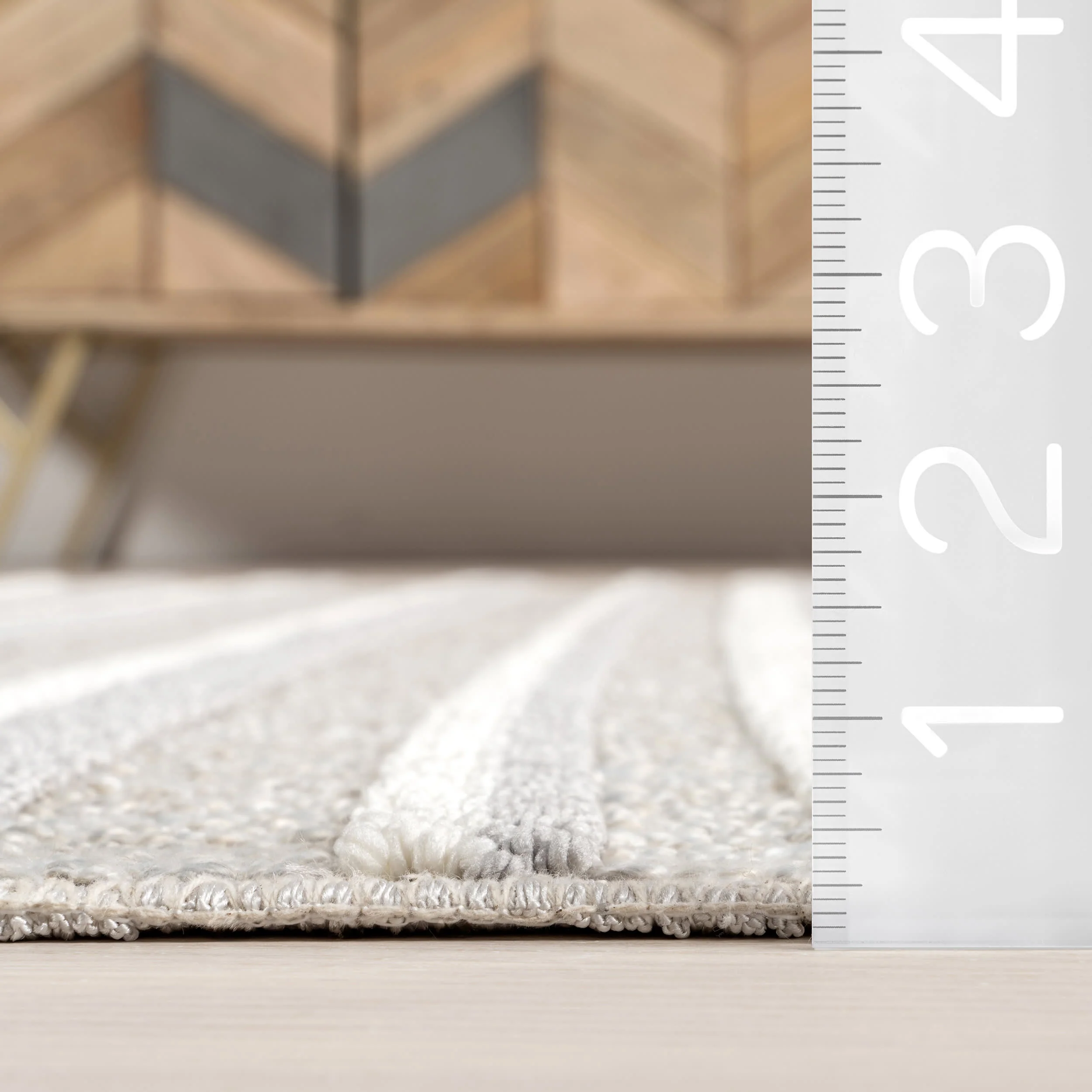 Sonja Striped Washable Rug | Light Grey - Image 5