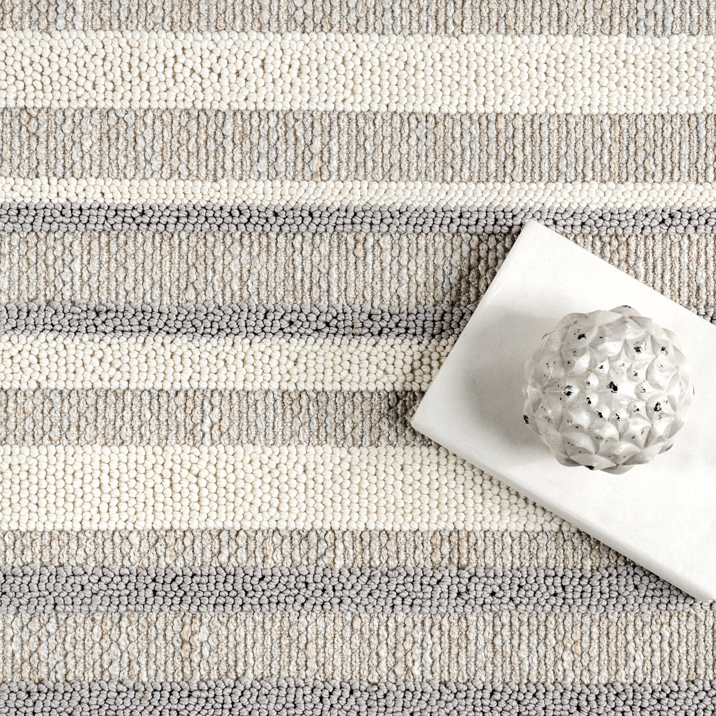 Sonja Striped Washable Rug | Light Grey - Image 7