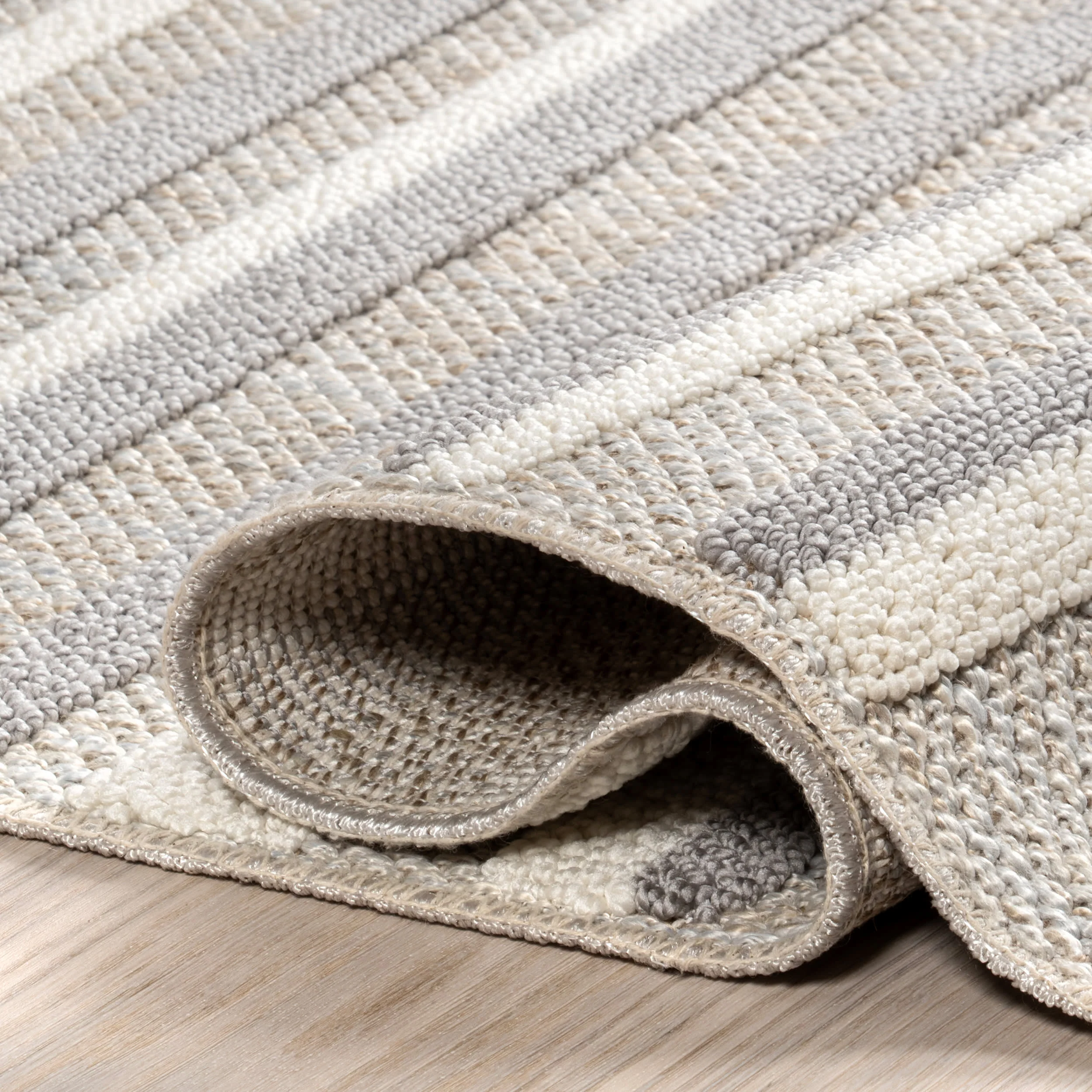 Sonja Striped Washable Rug | Light Grey - Image 8