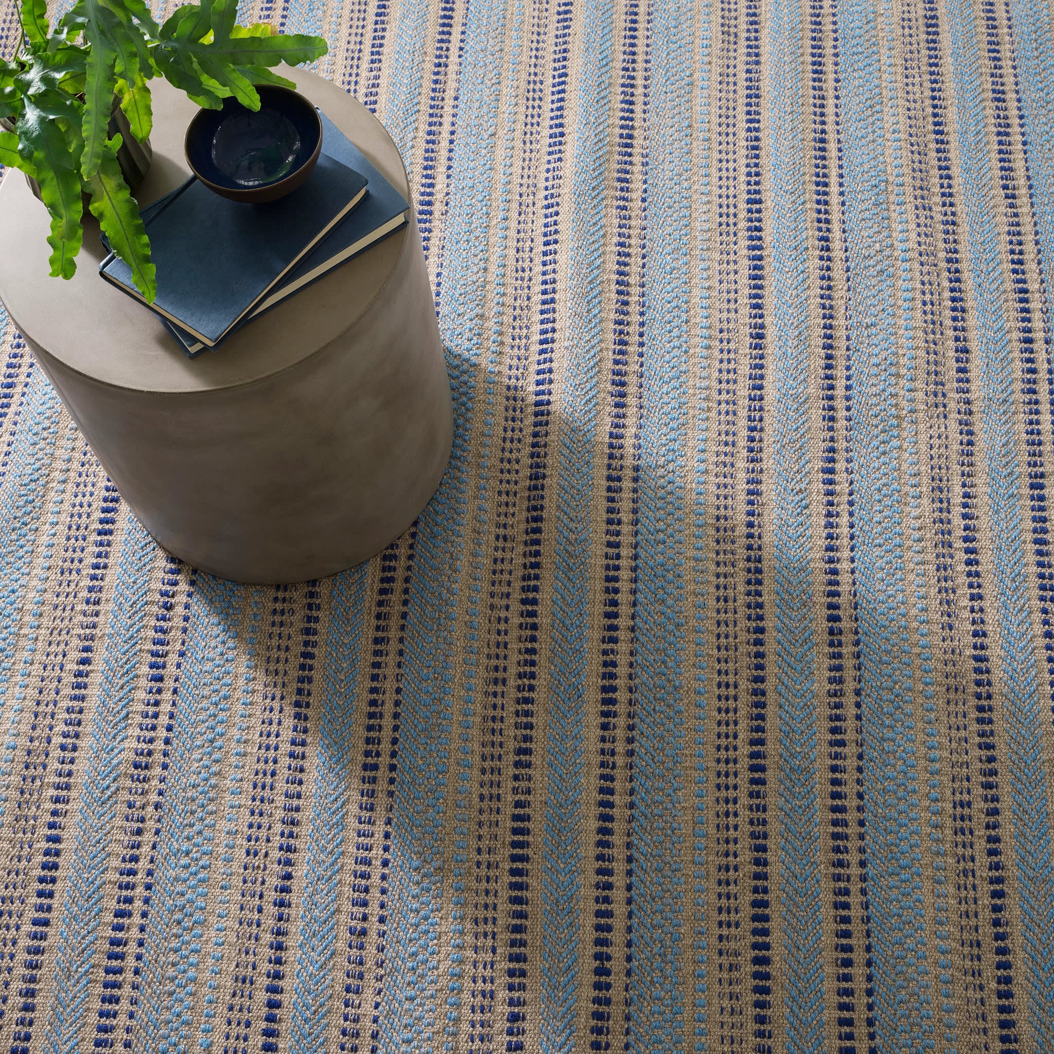 Sooner Than Later Handwoven Indoor/Outdoor Rug | Blue - Image 3