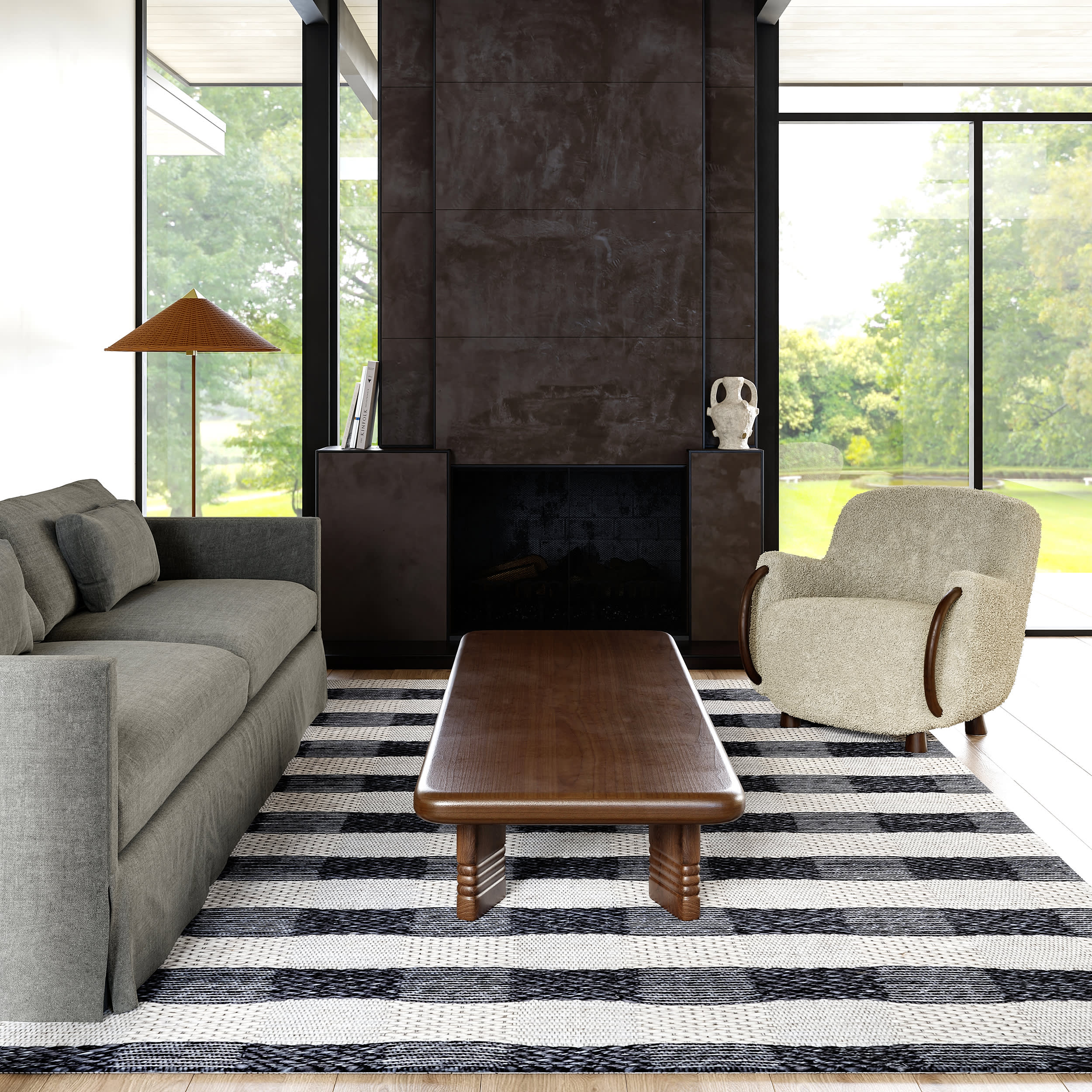Sophie Striped Wool Rug | Grey - Image 2