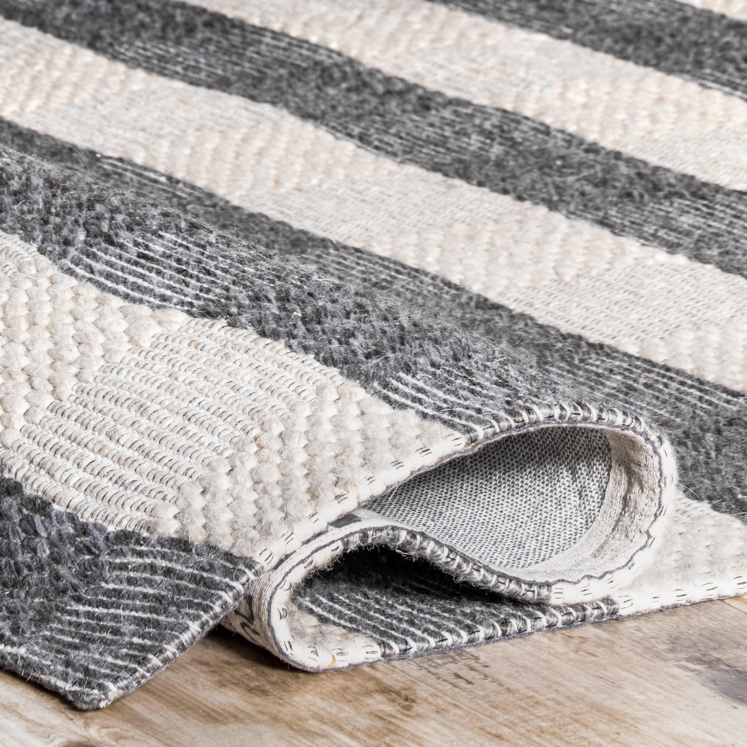 Sophie Striped Wool Rug | Grey - Image 2