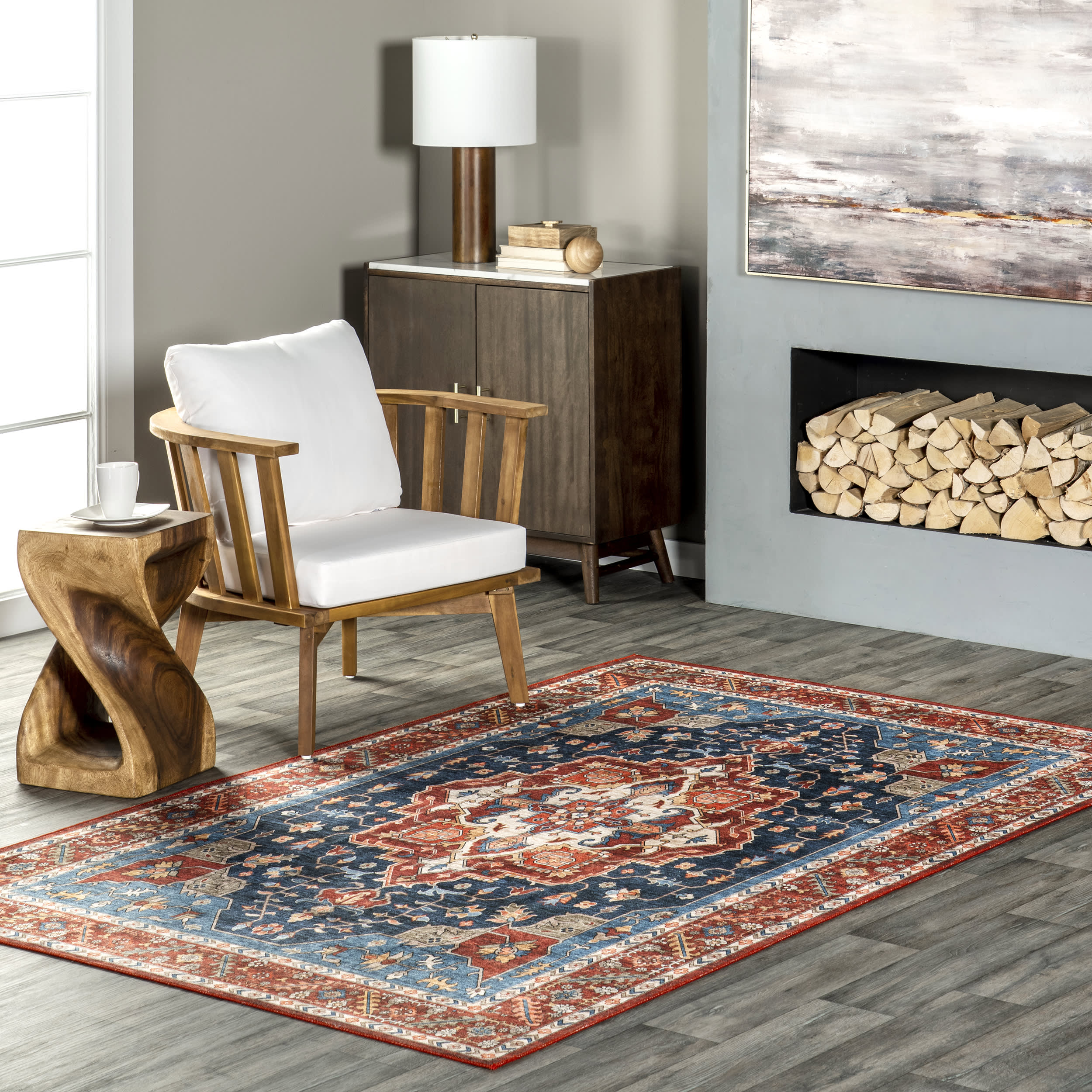 Soraya Spill Proof Washable Rug | Blue - Image 2
