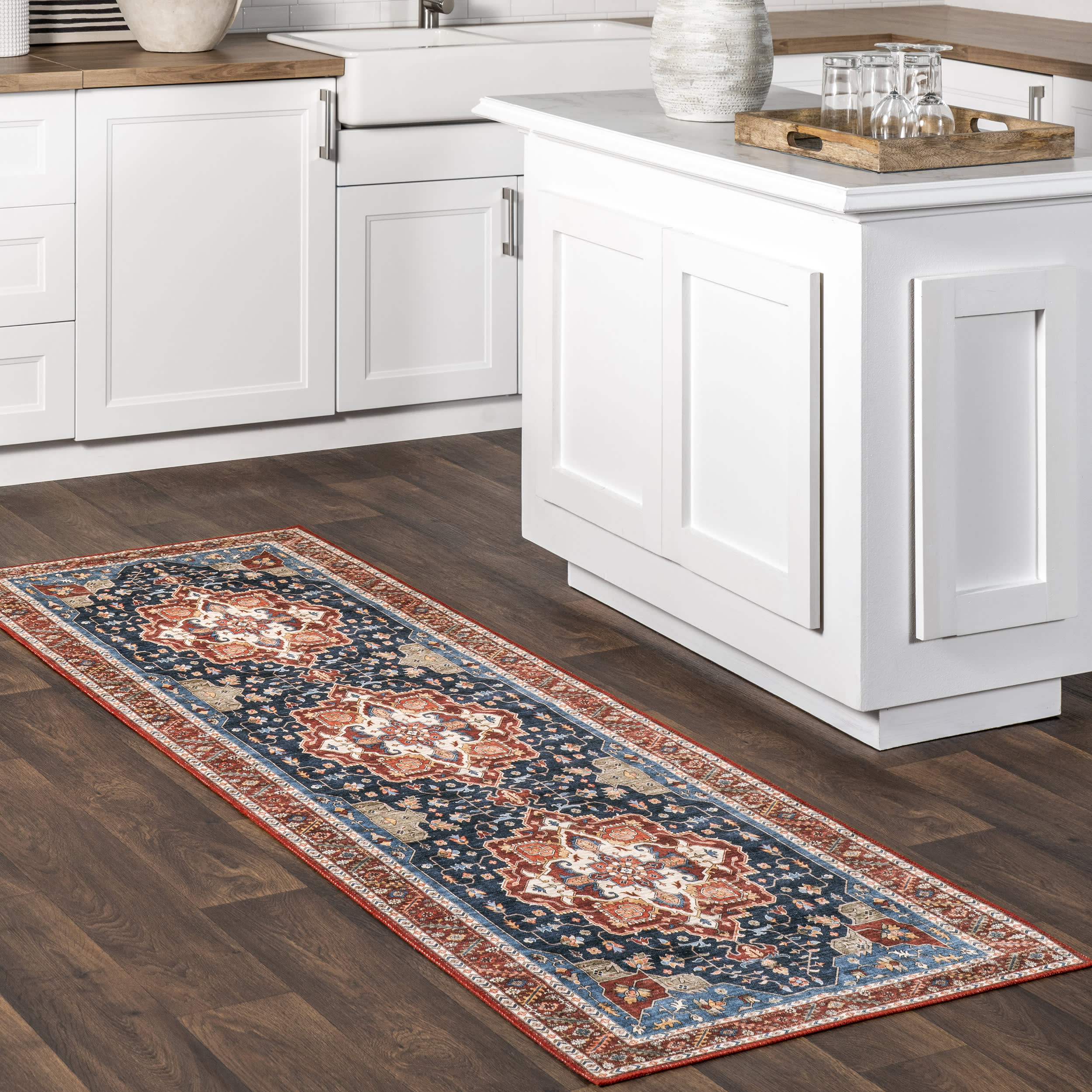 Soraya Spill Proof Washable Rug | Blue - Image 2