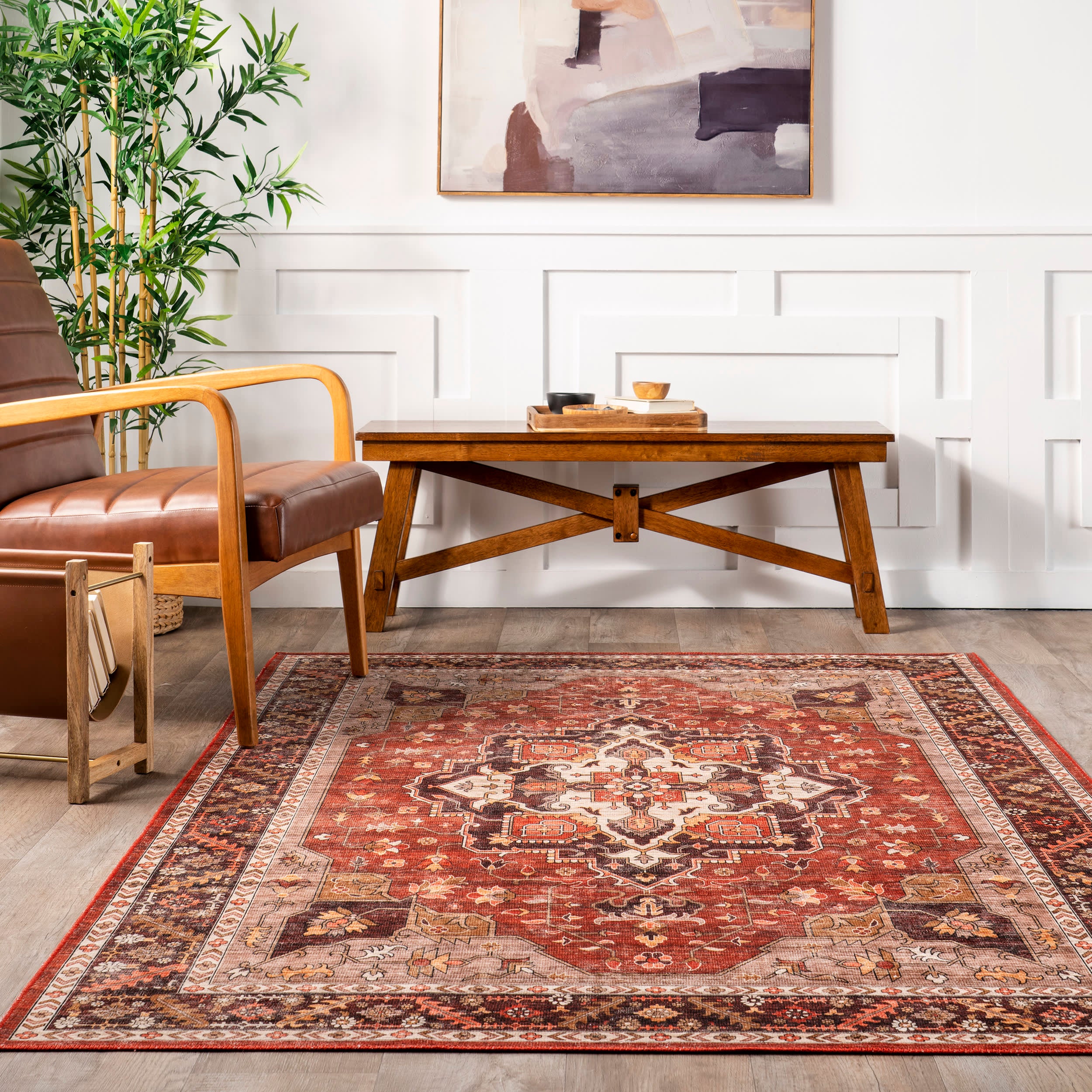 Soraya Spill Proof Washable Rug | Red - Image 4