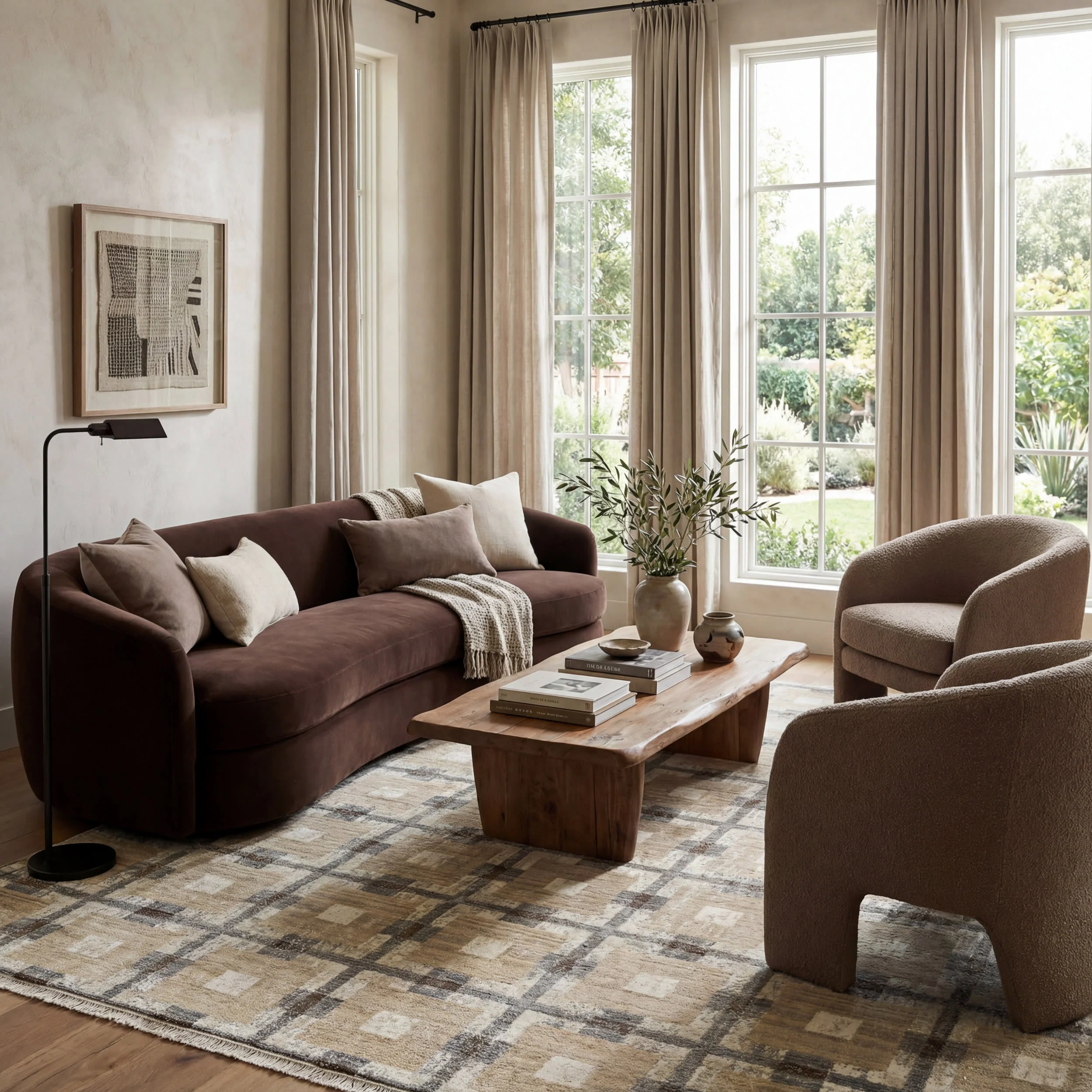 Sorelle Modern Plaid Rug | Beige - Image 2