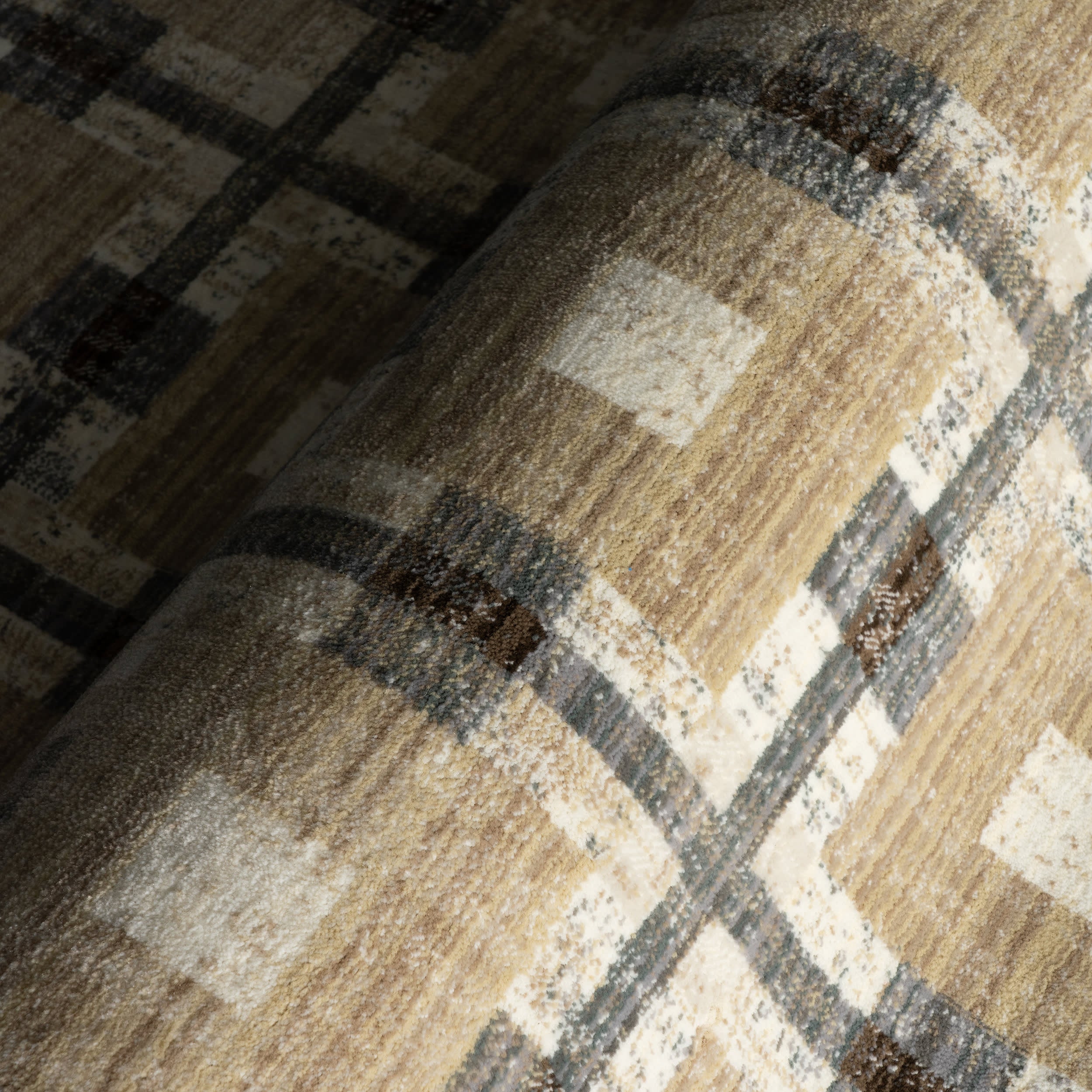 Sorelle Modern Plaid Rug | Beige - Image 3