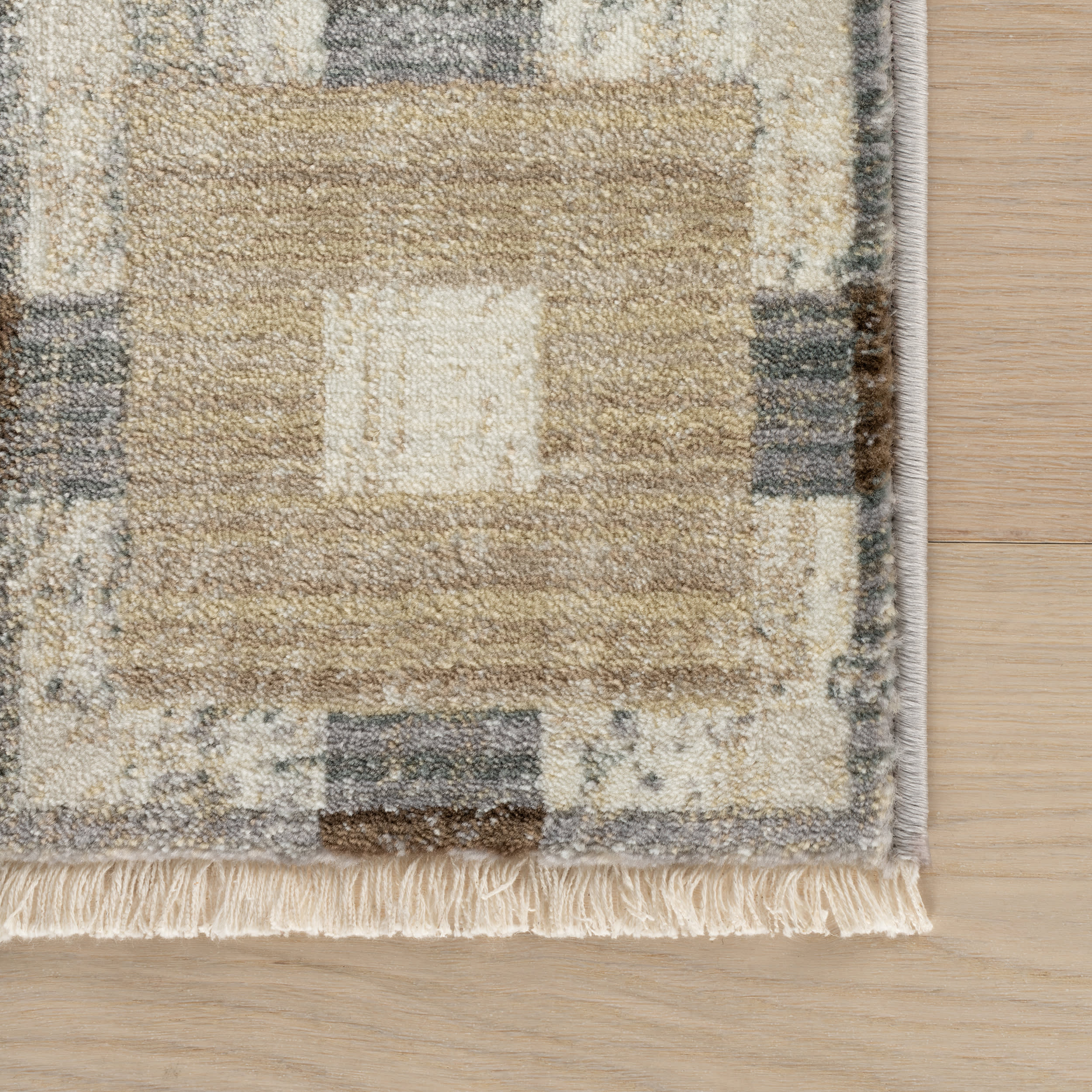 Sorelle Modern Plaid Rug | Beige - Image 4