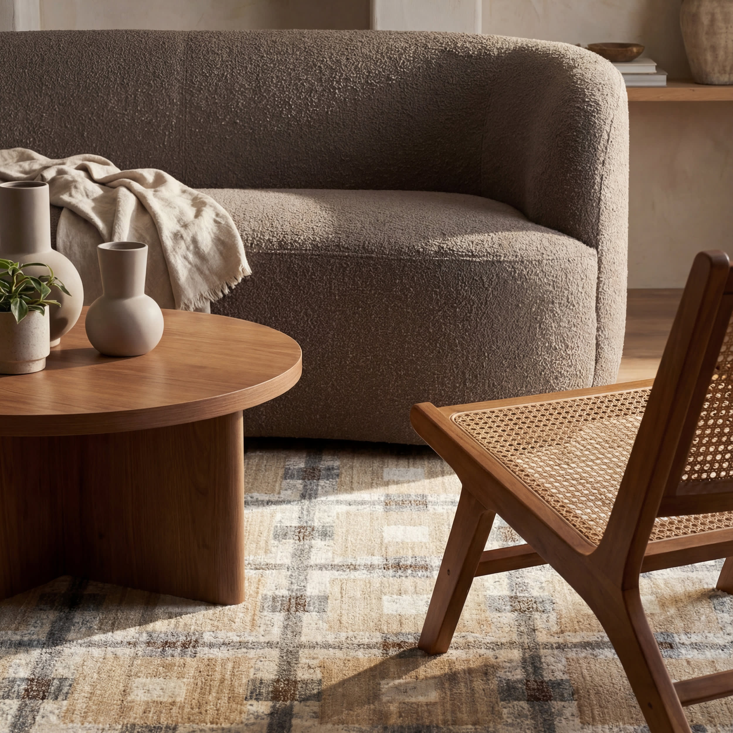 Sorelle Modern Plaid Rug | Beige - Image 5