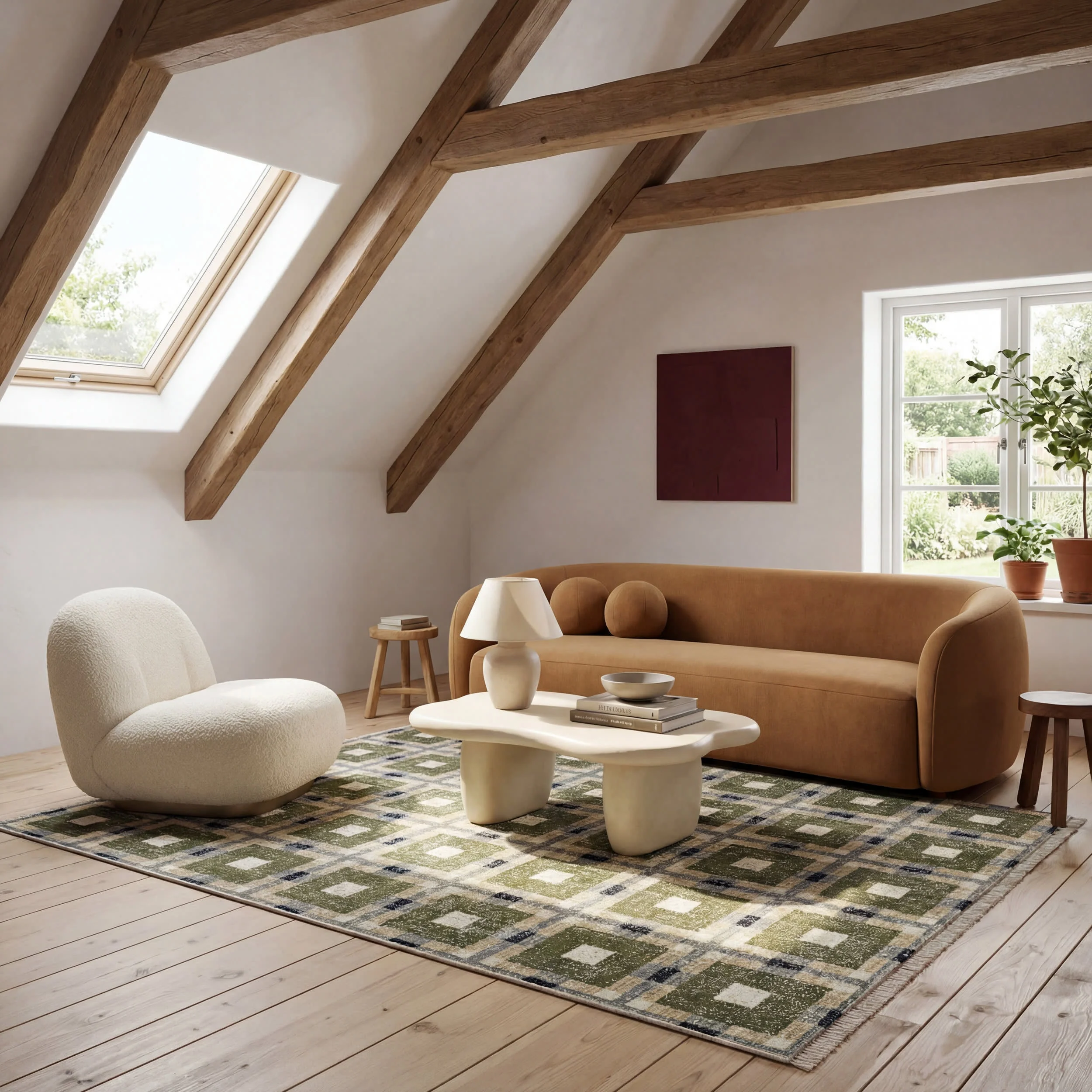 Sorelle Modern Plaid Rug | Green - Image 2