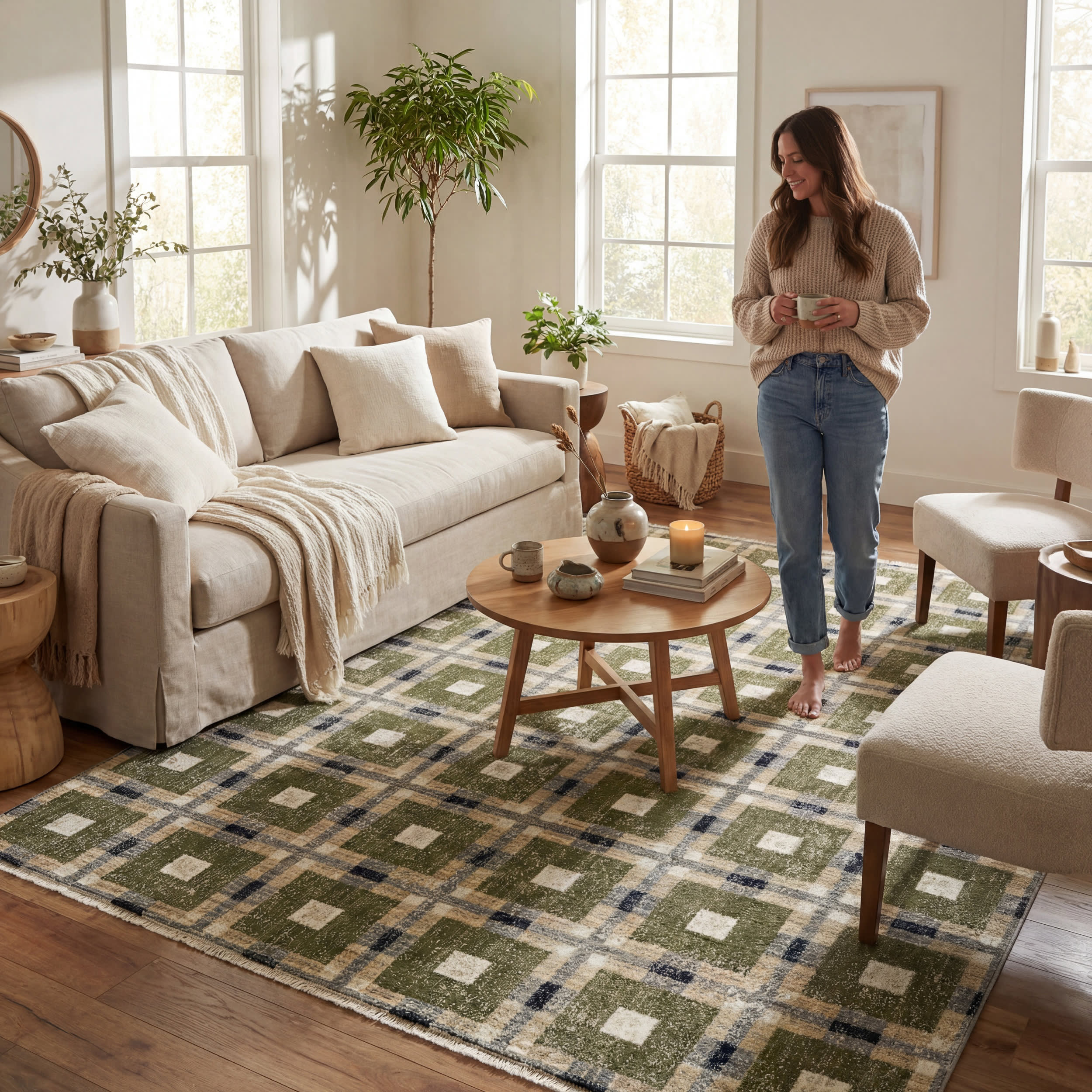 Sorelle Modern Plaid Rug | Green - Image 9