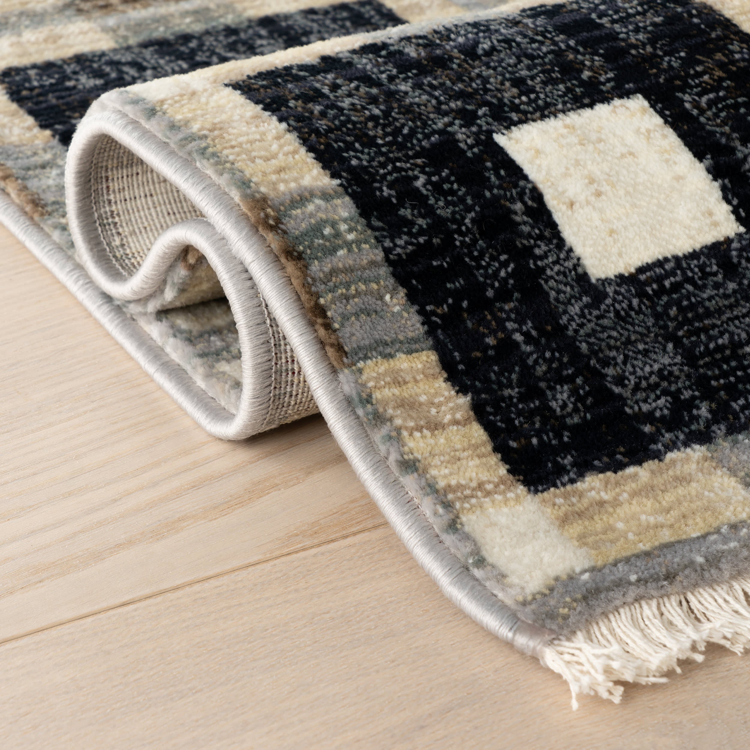 Sorelle Modern Plaid Rug | Navy - Image 10