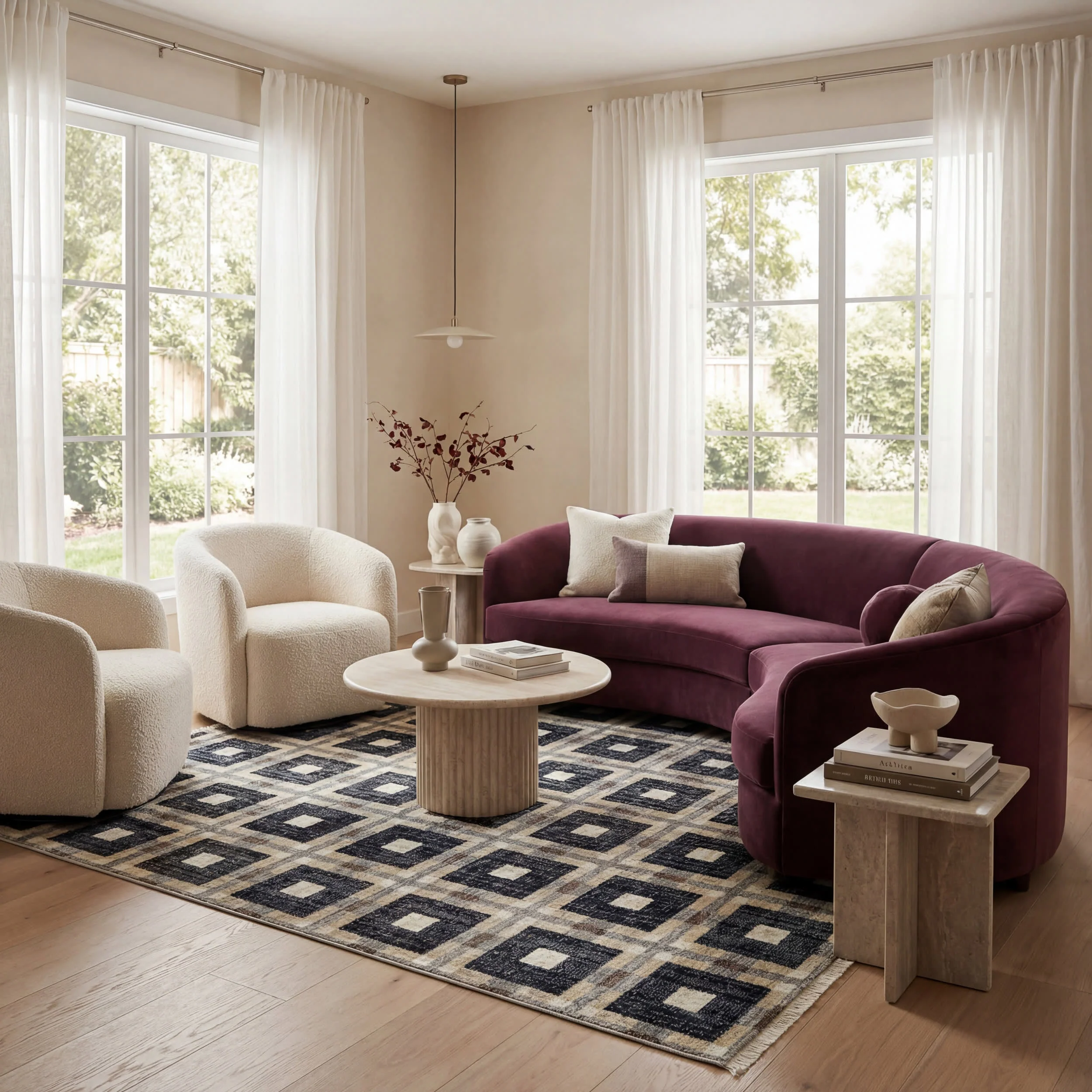 Sorelle Modern Plaid Rug | Navy - Image 2