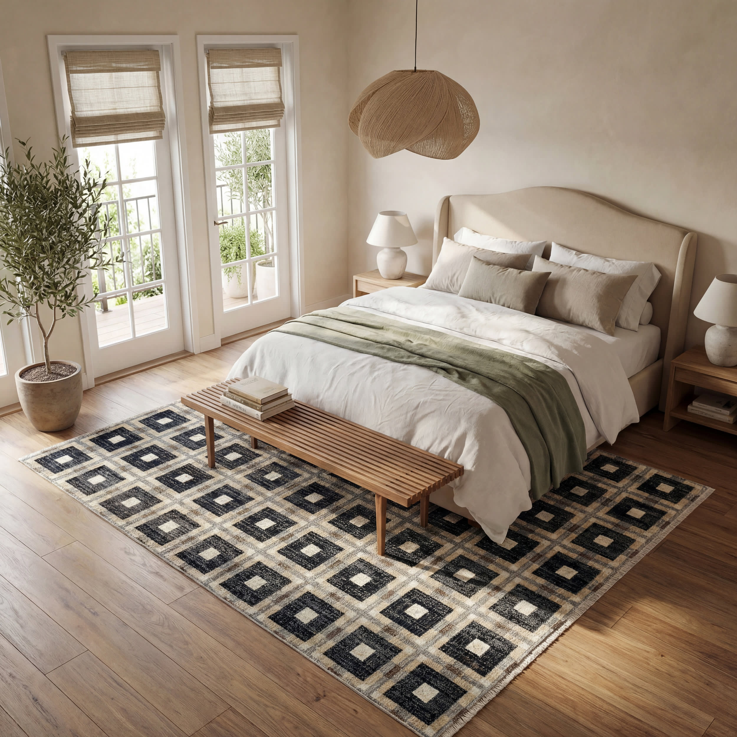 Sorelle Modern Plaid Rug | Navy - Image 9