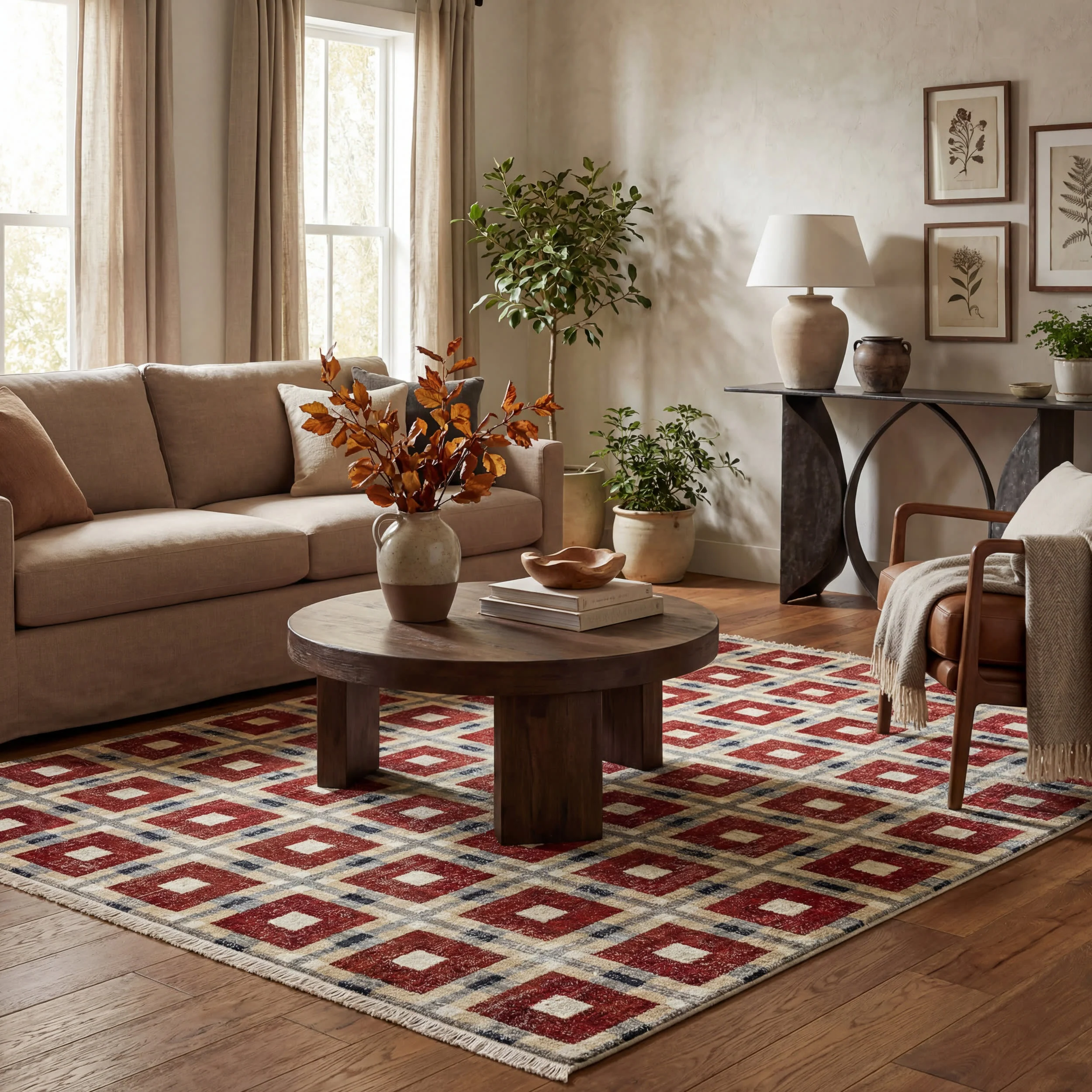 Sorelle Modern Plaid Rug | Red - Image 2