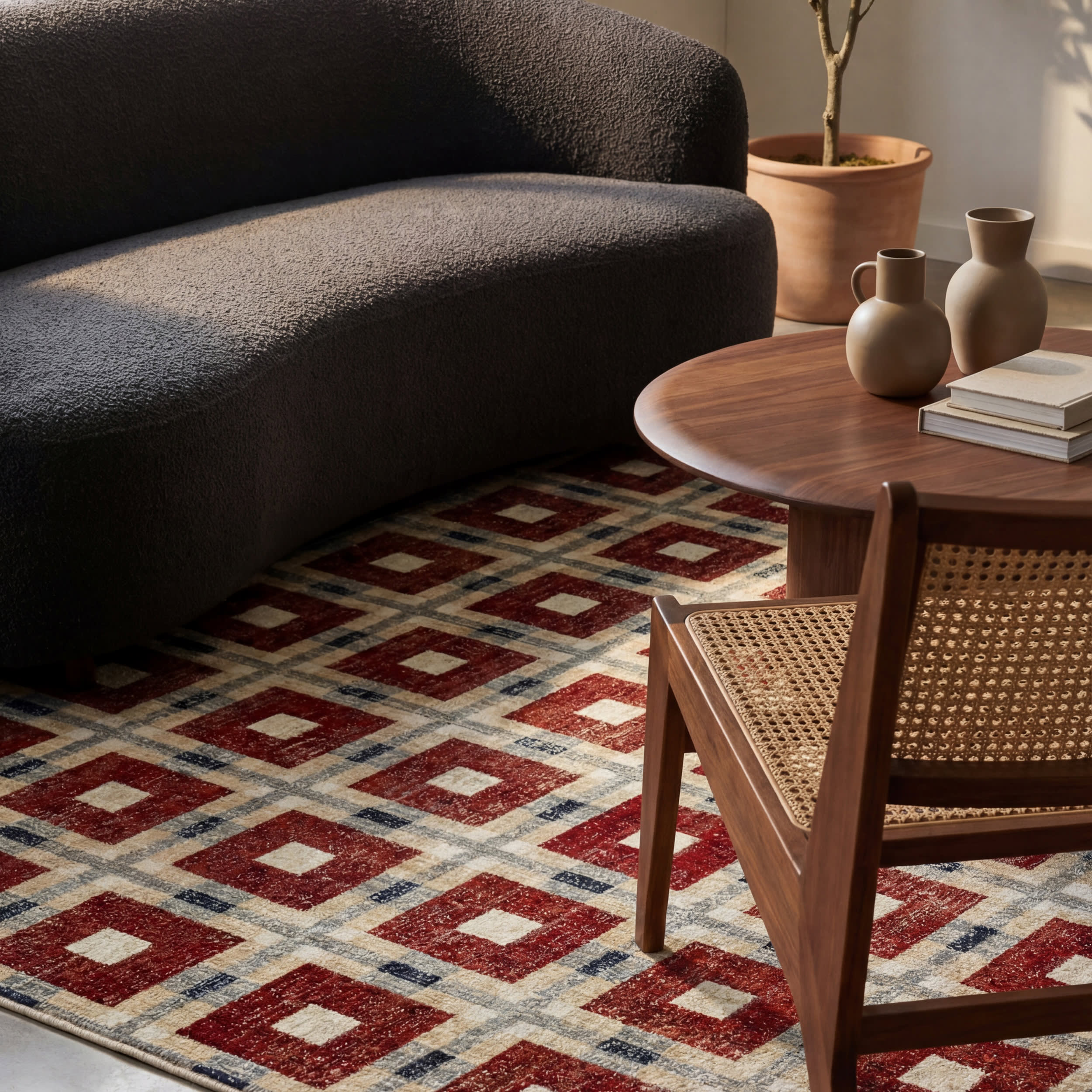 Sorelle Modern Plaid Rug | Red - Image 5