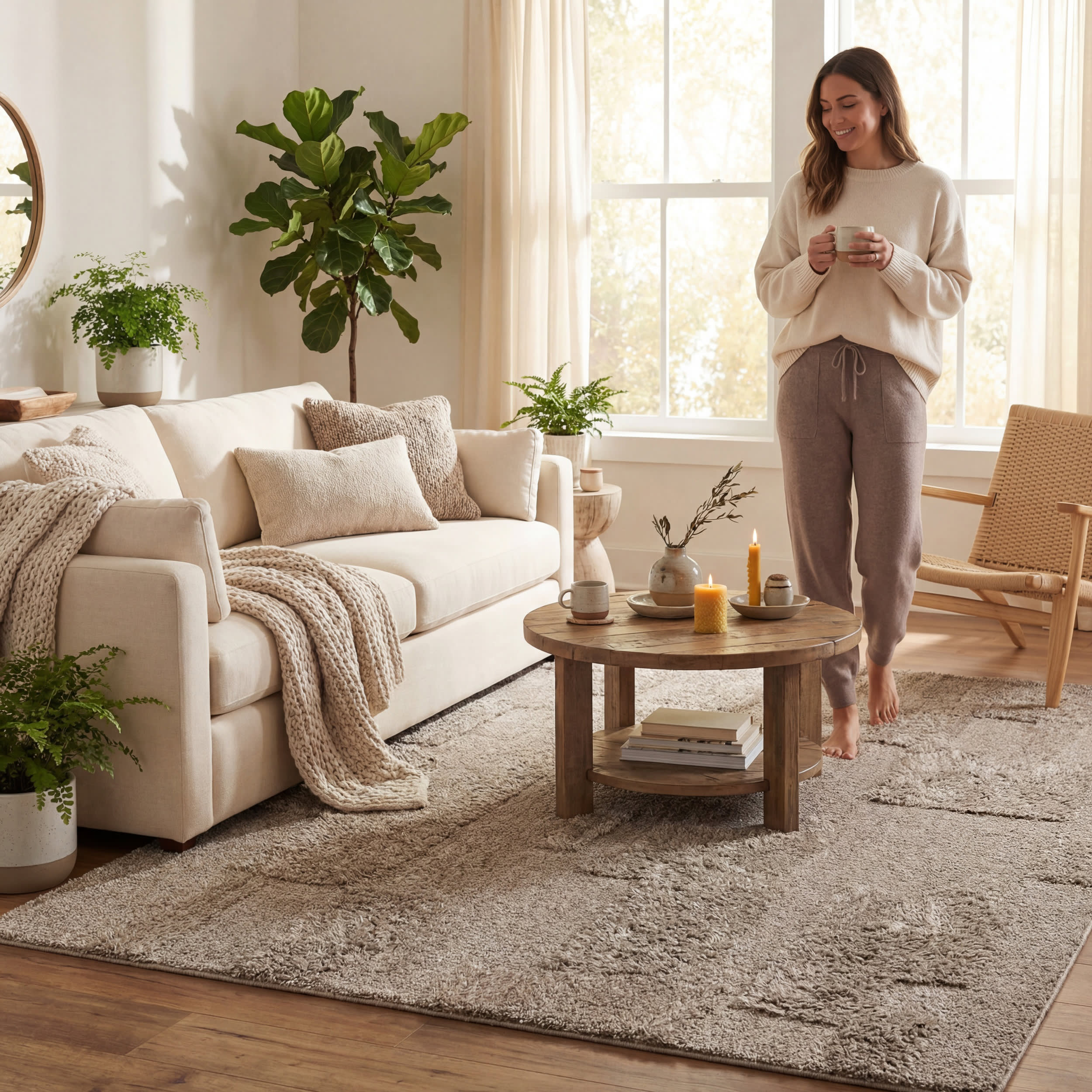 Sorvelle Modern Solid Wool Rug | Grey - Image 9