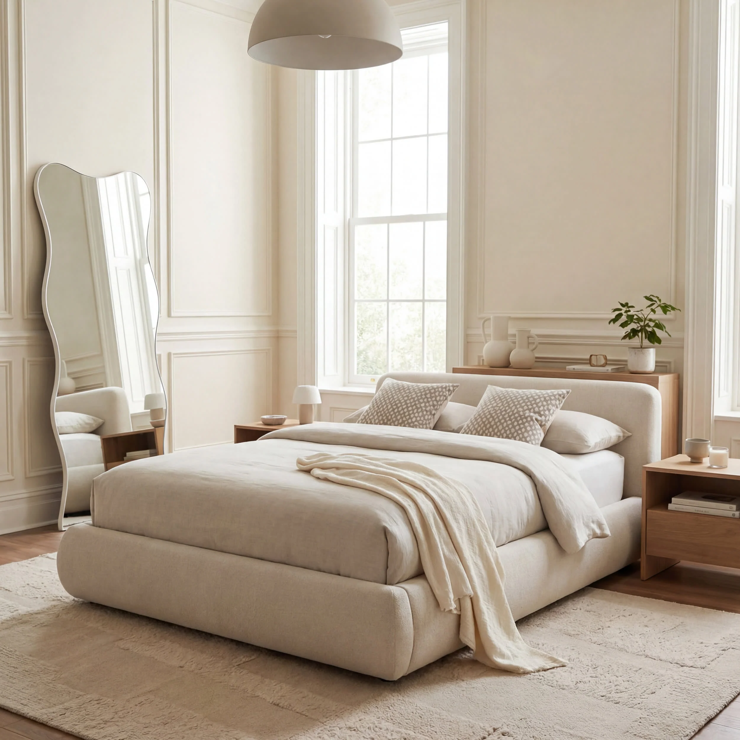 Sorvelle Modern Solid Wool Rug | Ivory - Image 10
