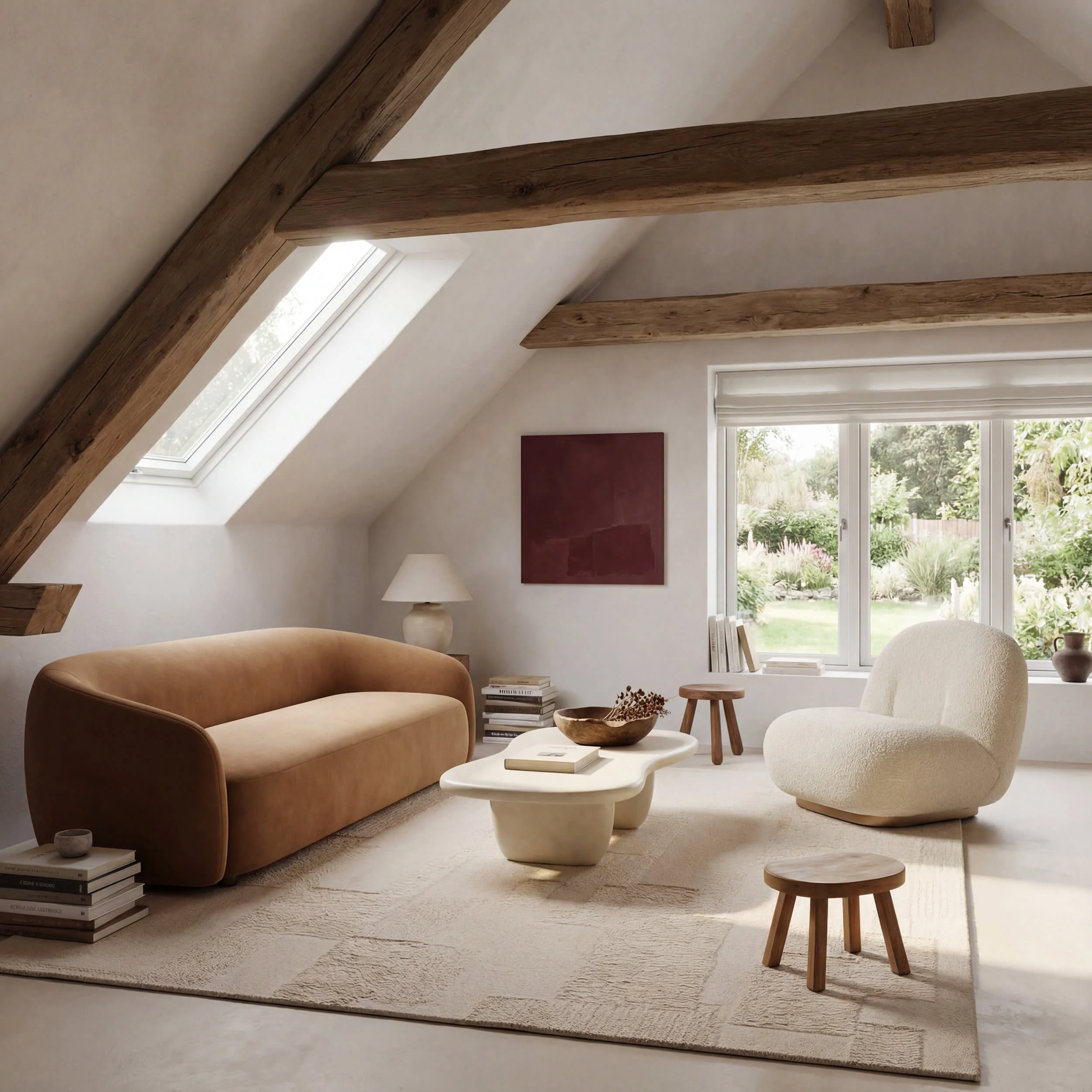 Sorvelle Modern Solid Wool Rug | Ivory - Image 2