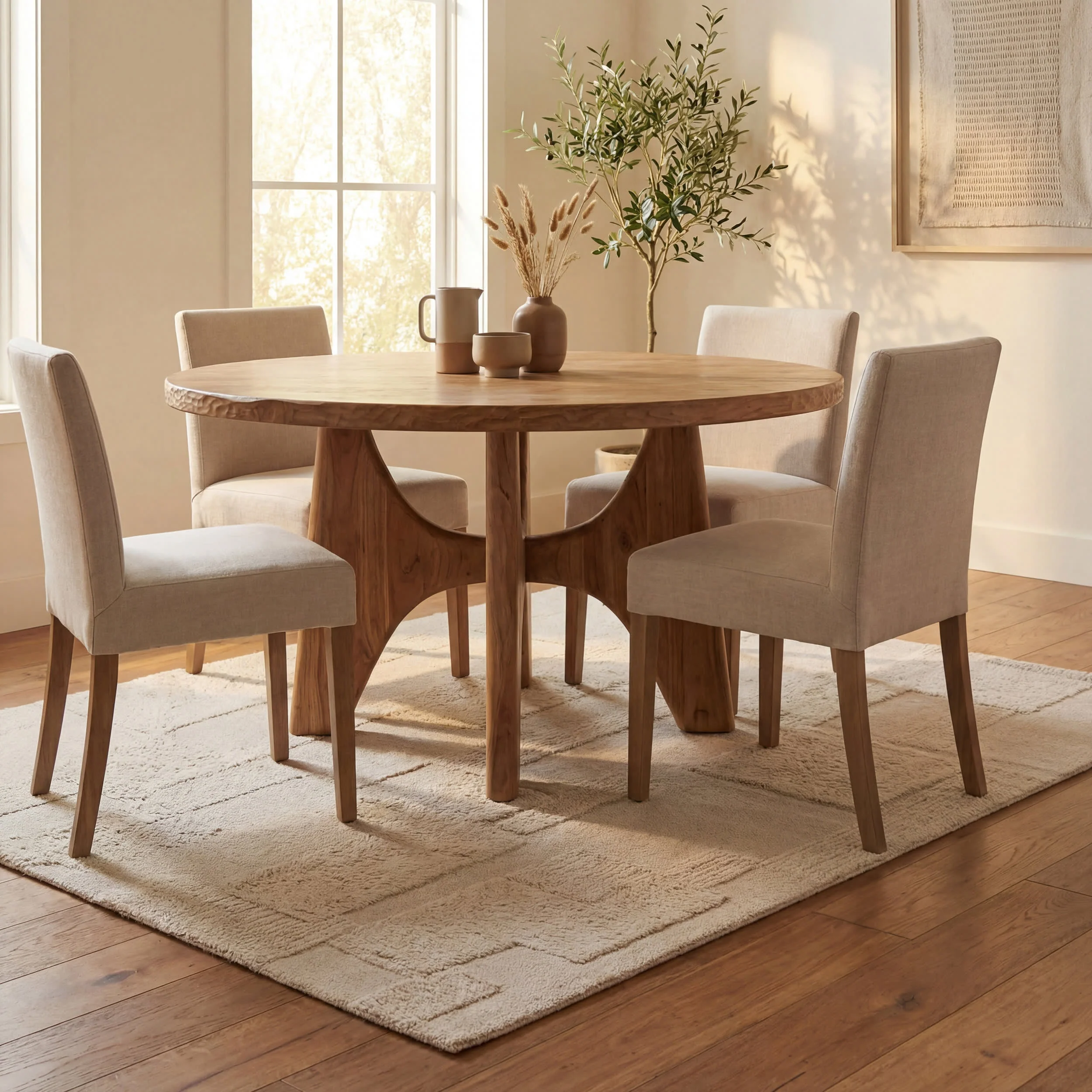 Sorvelle Modern Solid Wool Rug | Ivory - Image 7