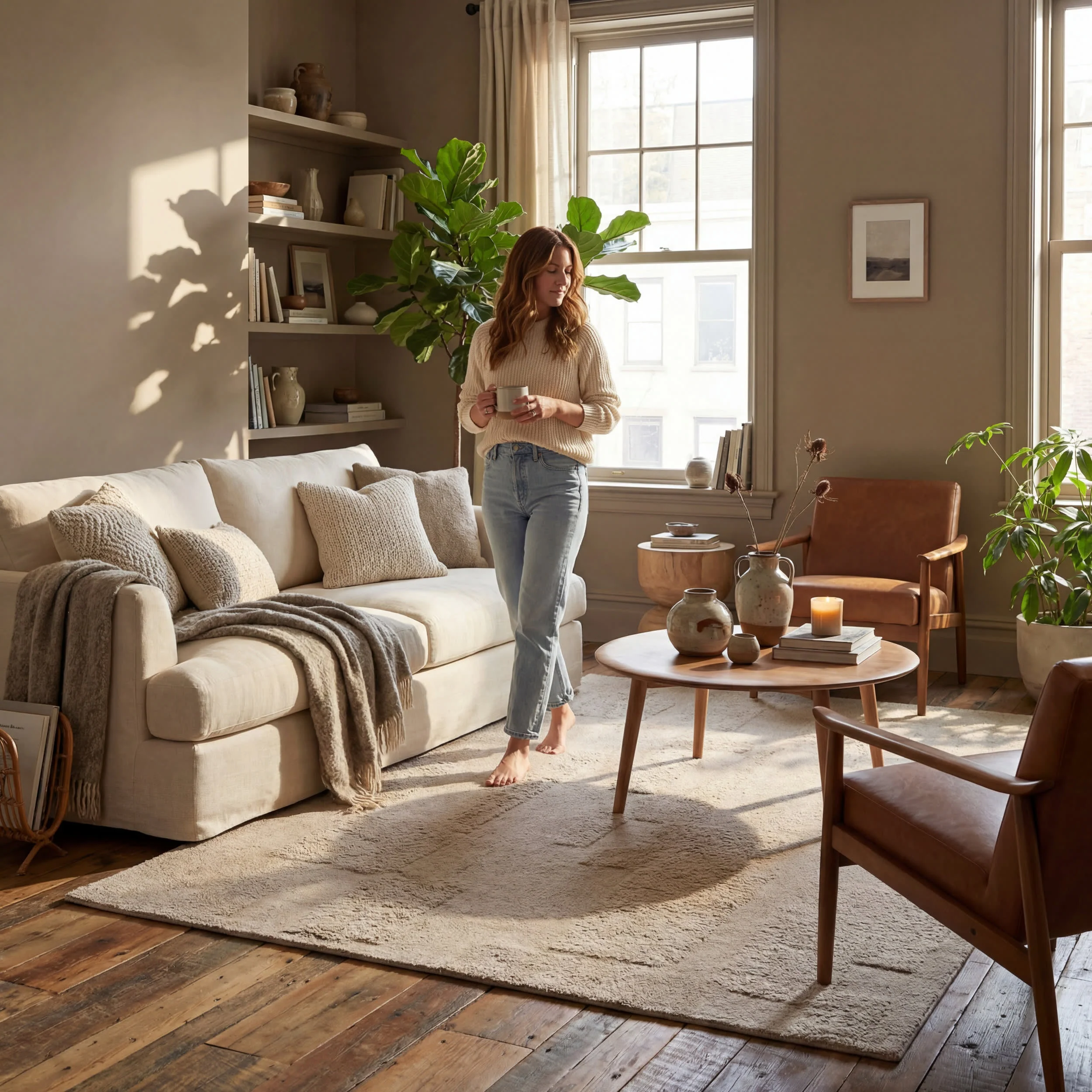 Sorvelle Modern Solid Wool Rug | Tan - Image 9