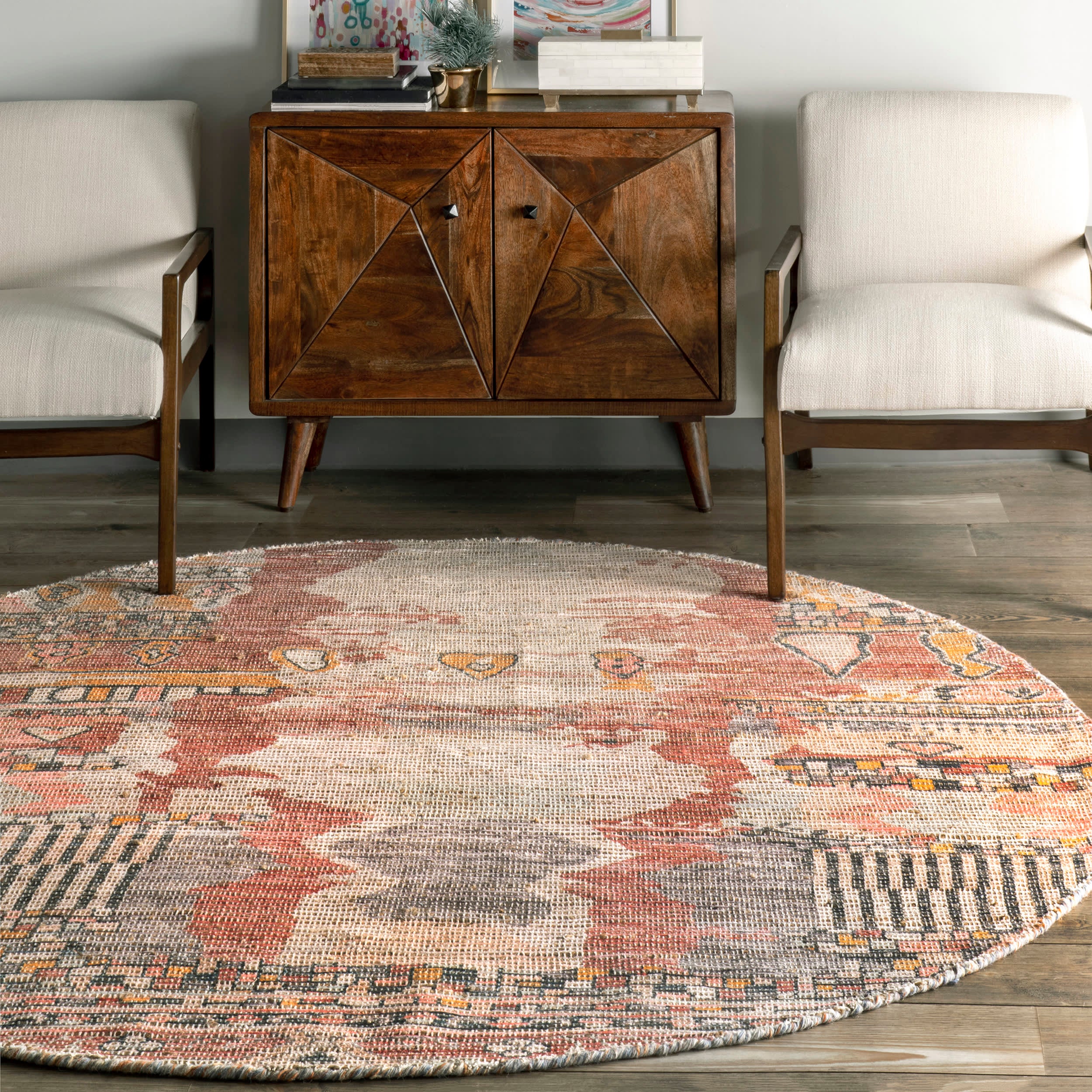 Southwestern Abstract Fringed Rug | Multicolor - Image 2