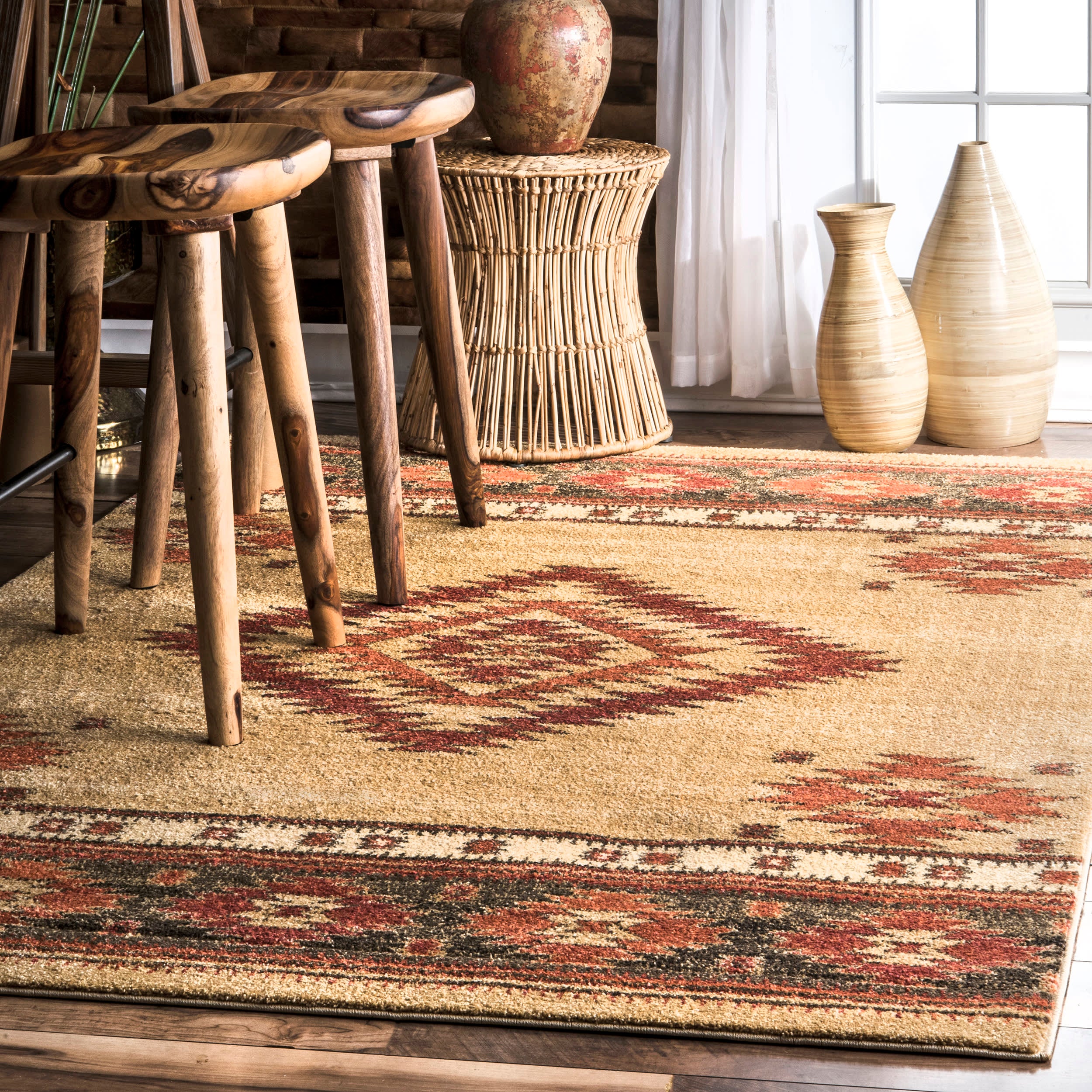 Southwestern Diamond Rug | Beige - Image 2
