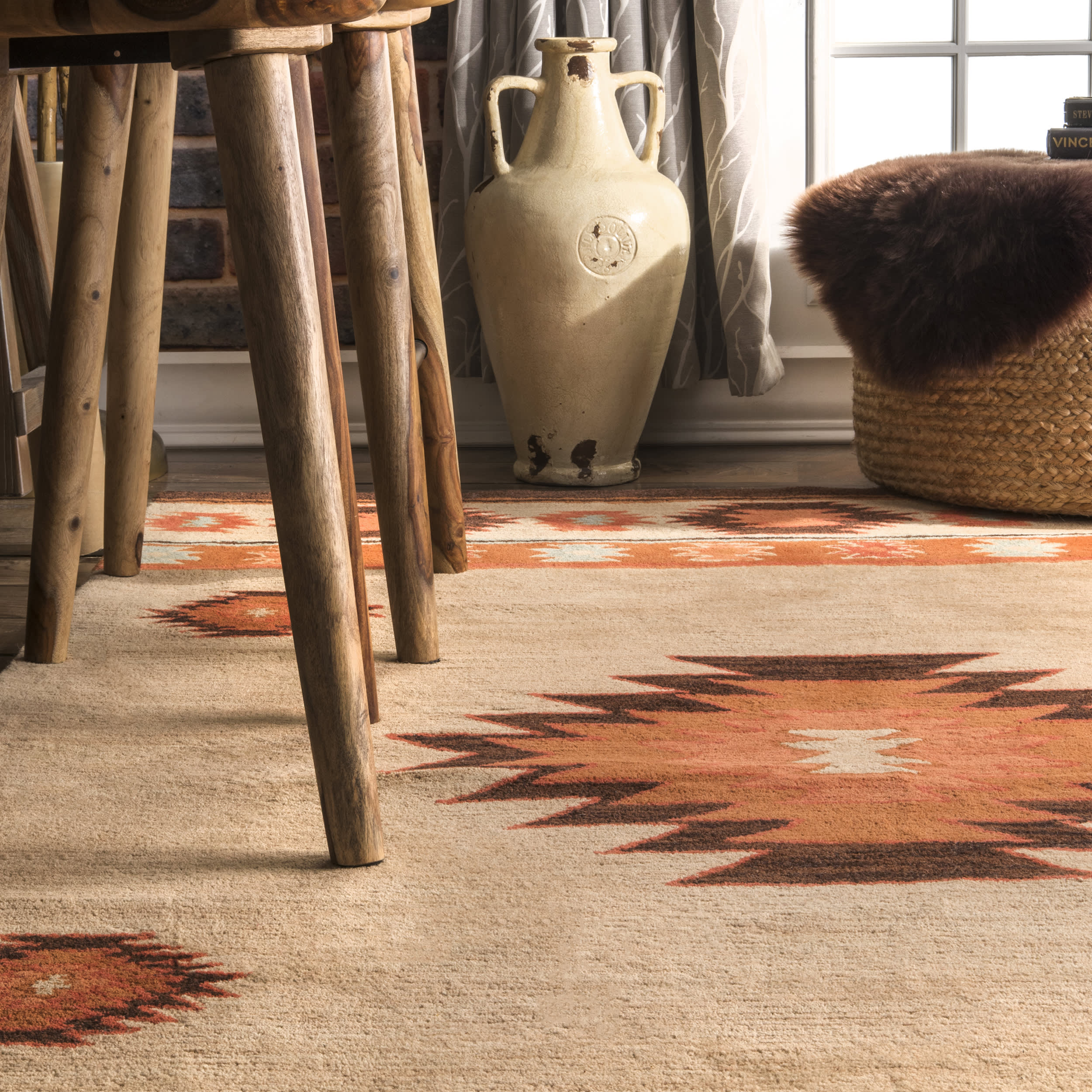 Southwestern Rug | Beige - Image 4