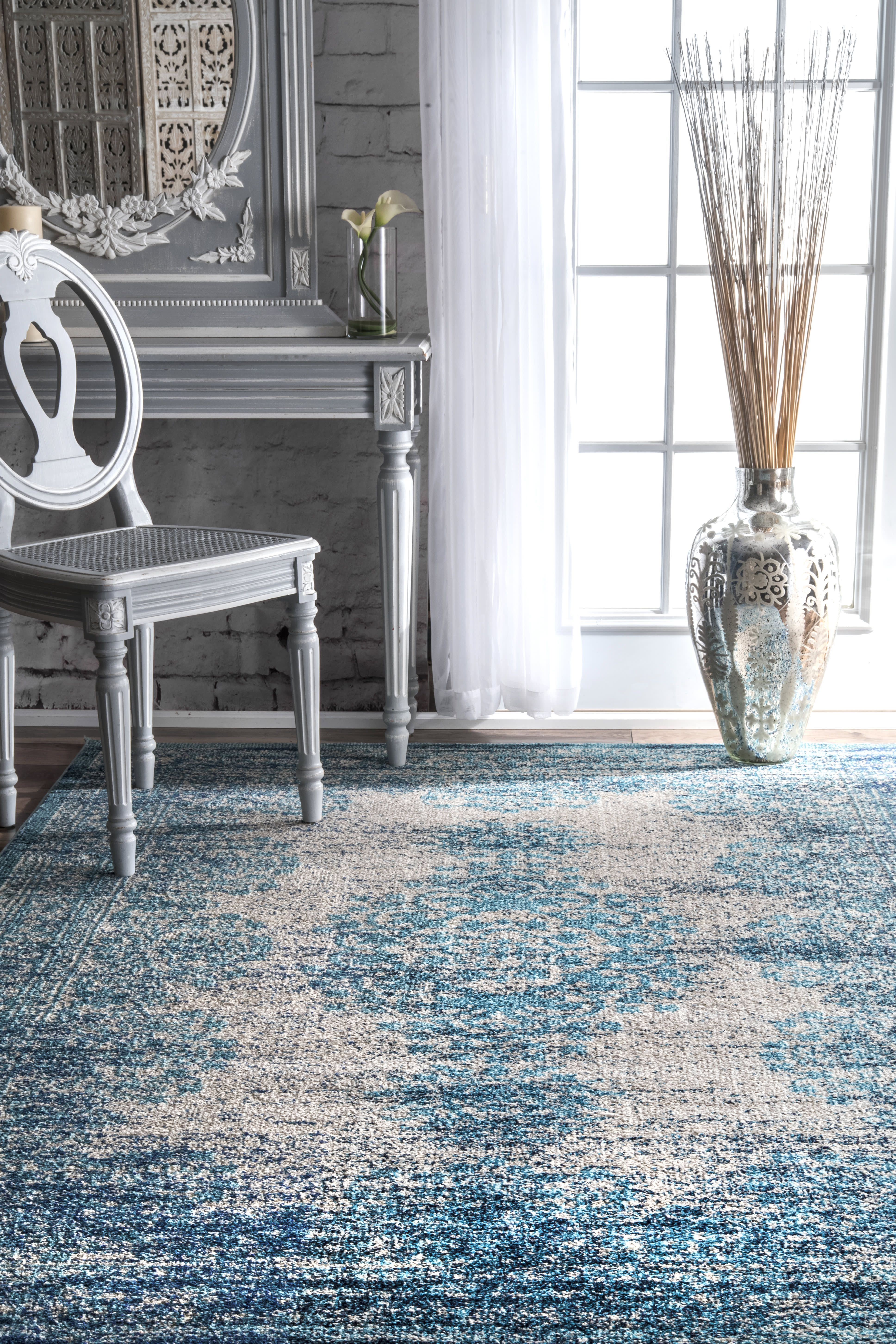 Speckled Medallion Rug | Blue - Image 3